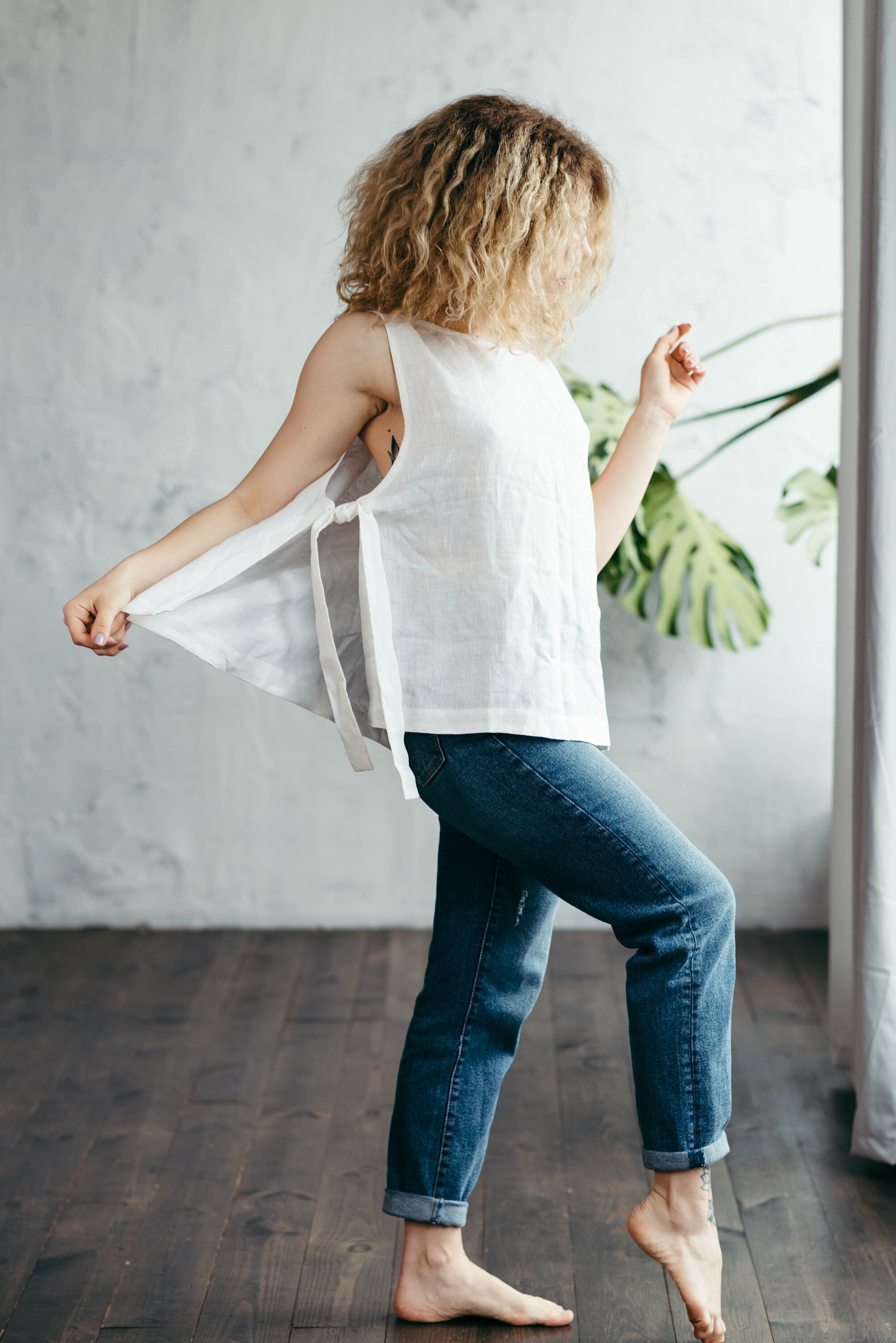 Casual Linen Side-Tie Top