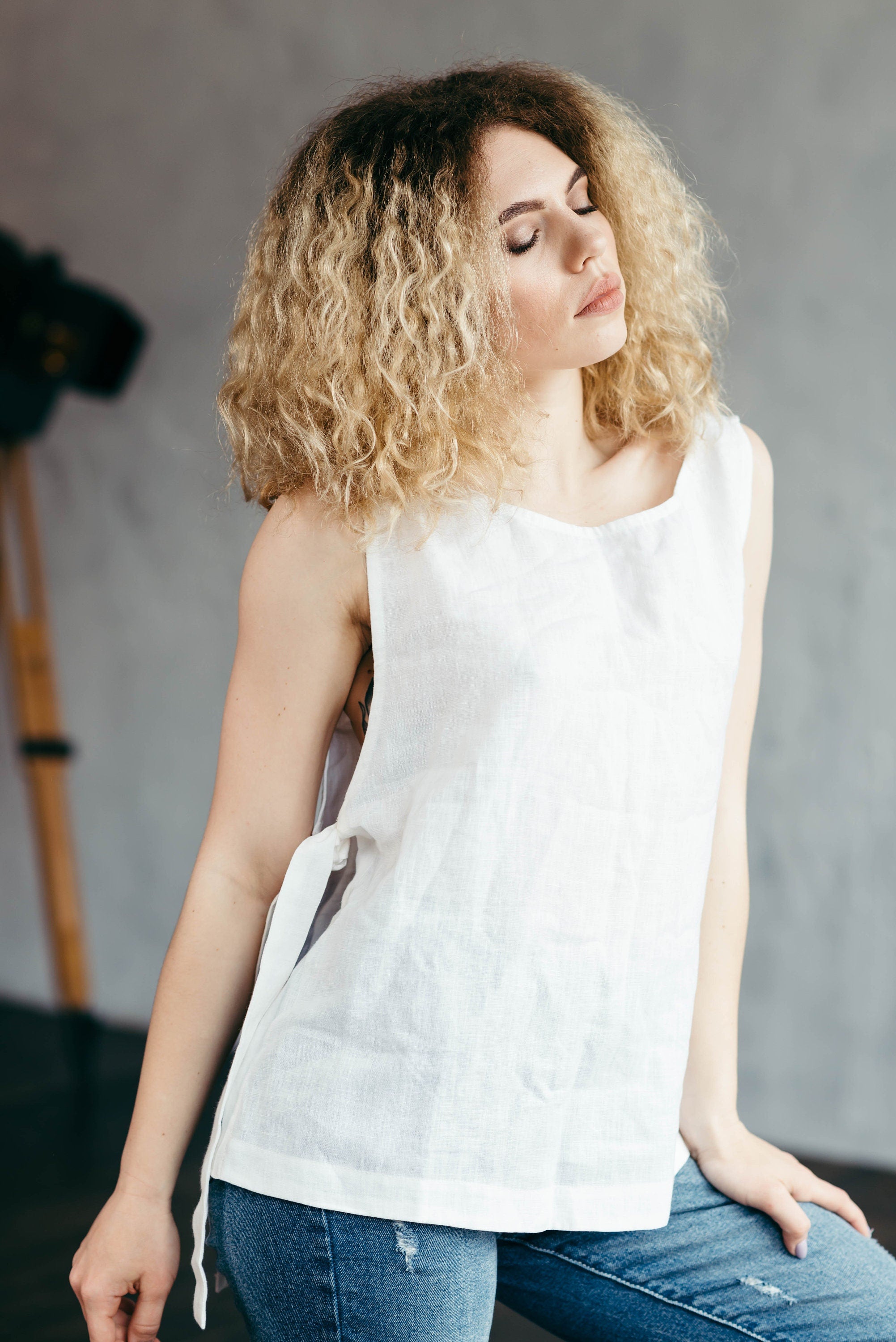 Casual Linen Side-Tie Top