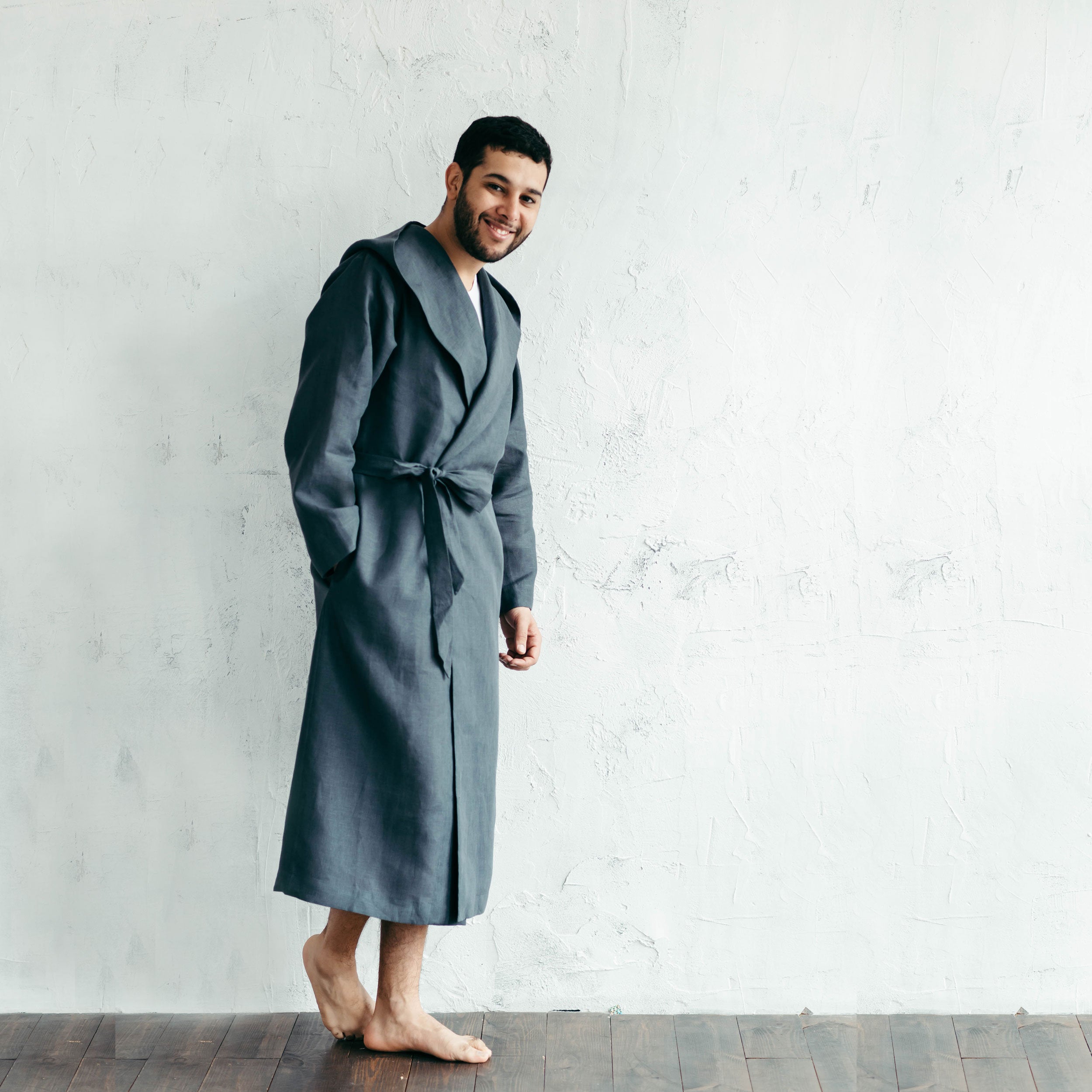 Men’s Linen Robe with Hood
