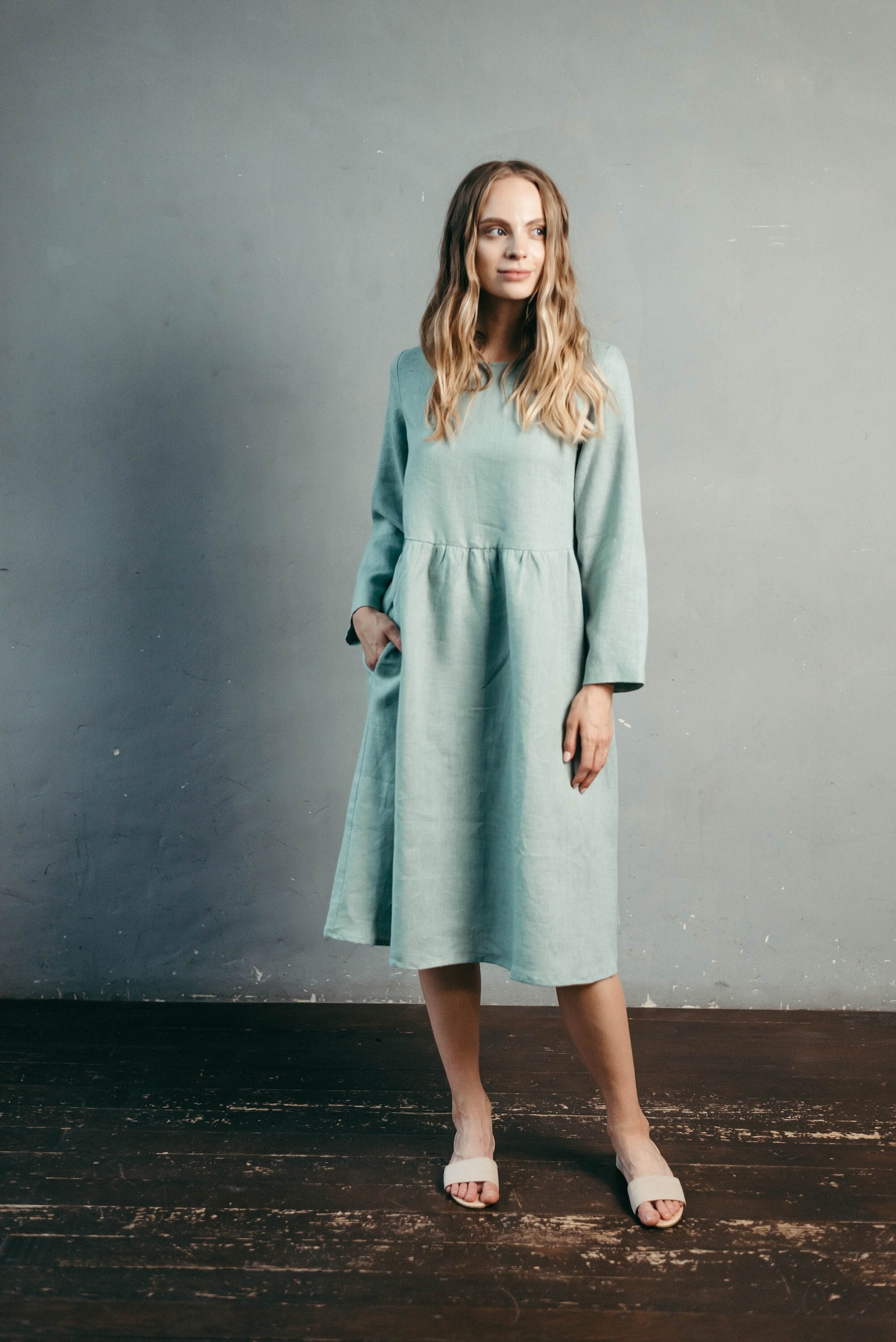 Relaxed Linen Smock Dress