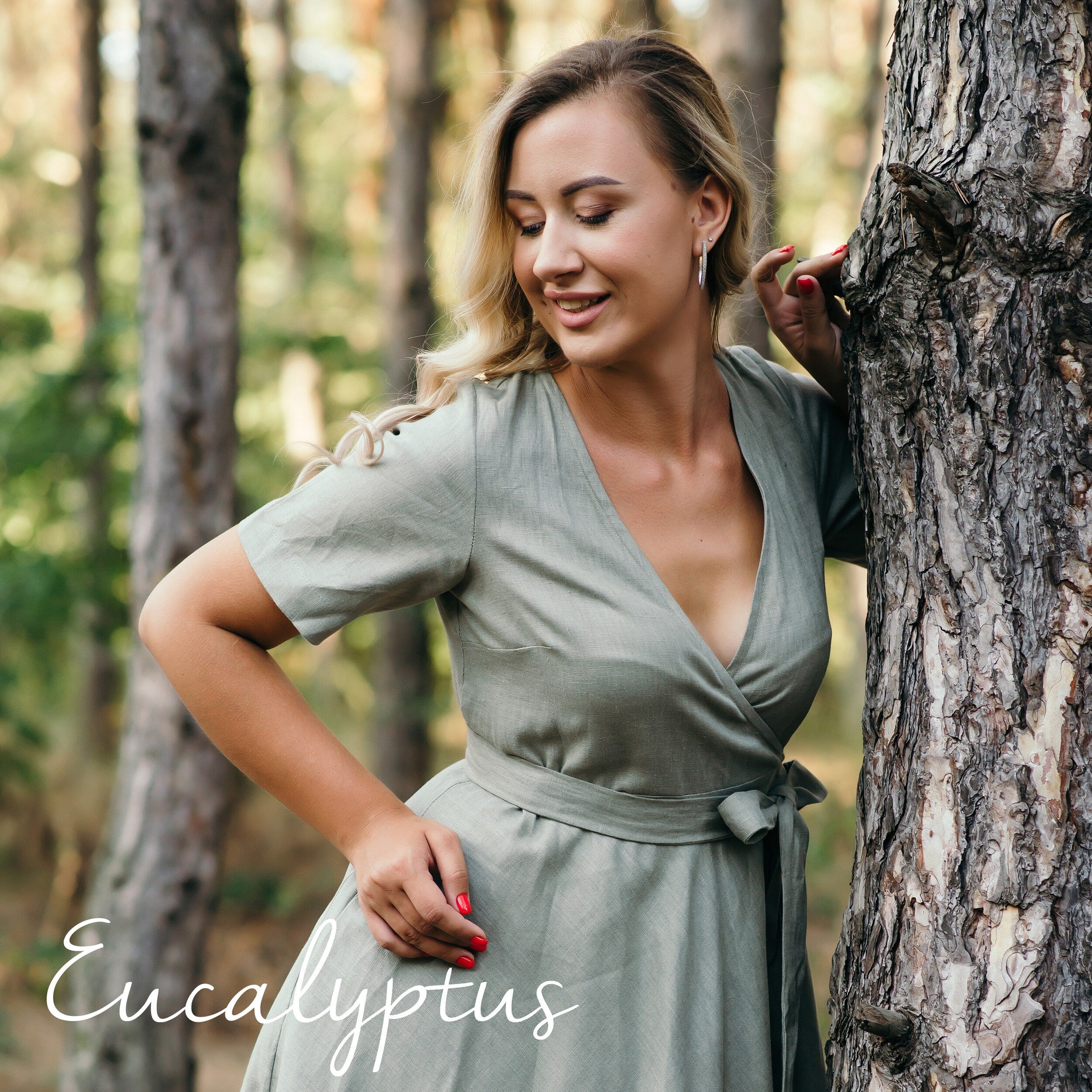 Linen Wrap Dress | Teal