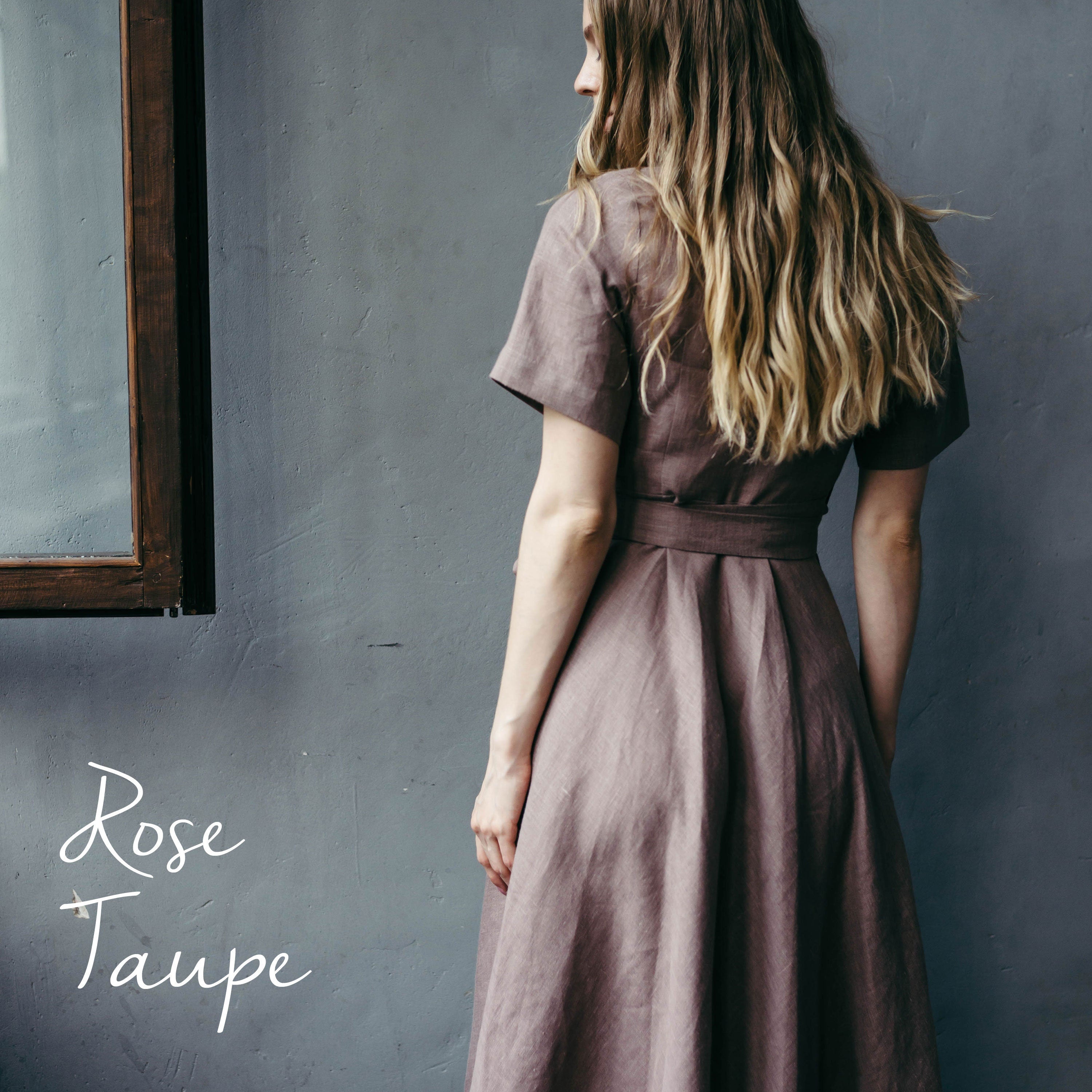 Midi Linen Wrap Dress | Cinnamon
