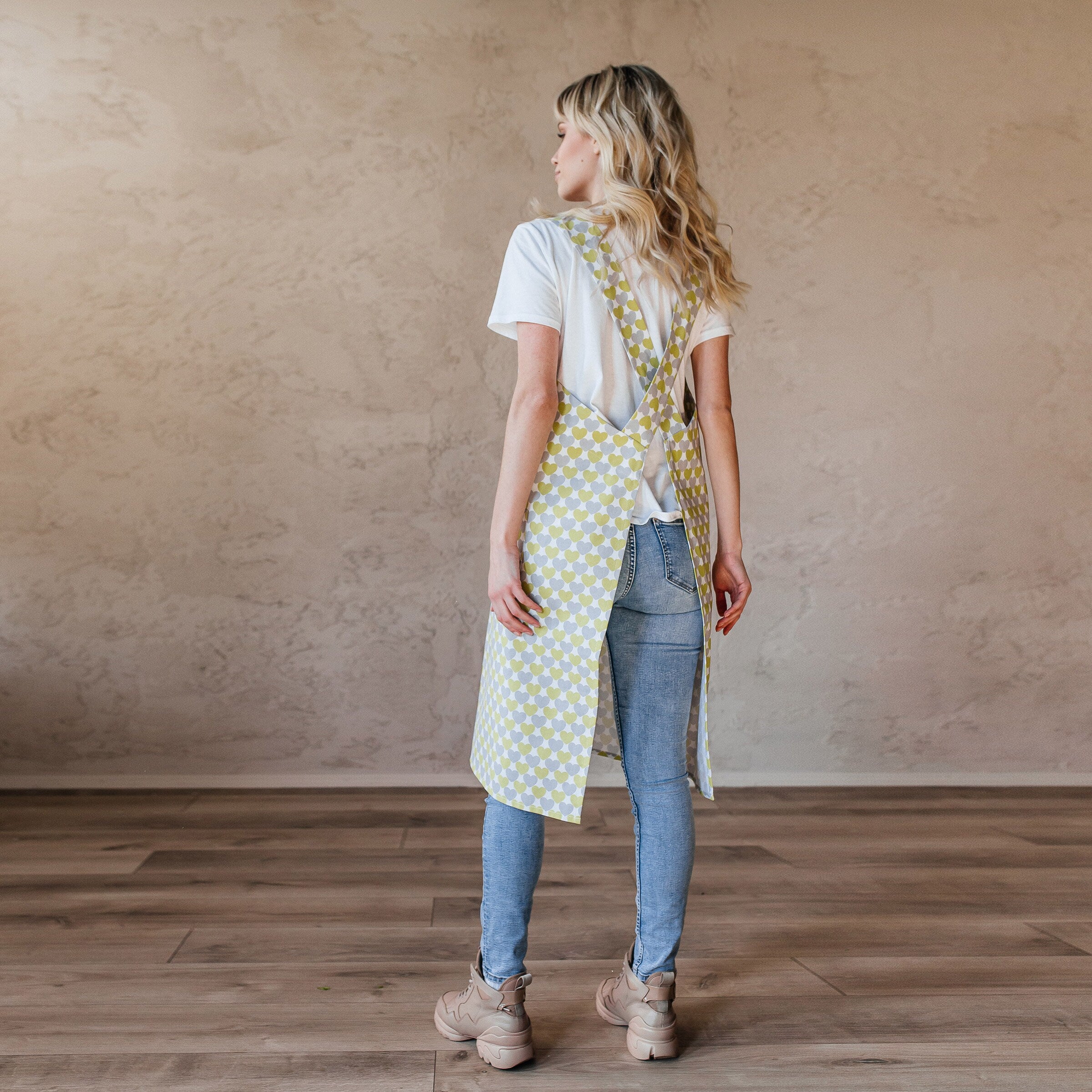 Printed Cotton Pinafore Apron | Herb Pots