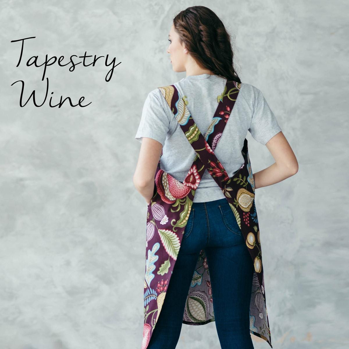 Printed Cotton Pinafore Apron | Hearts