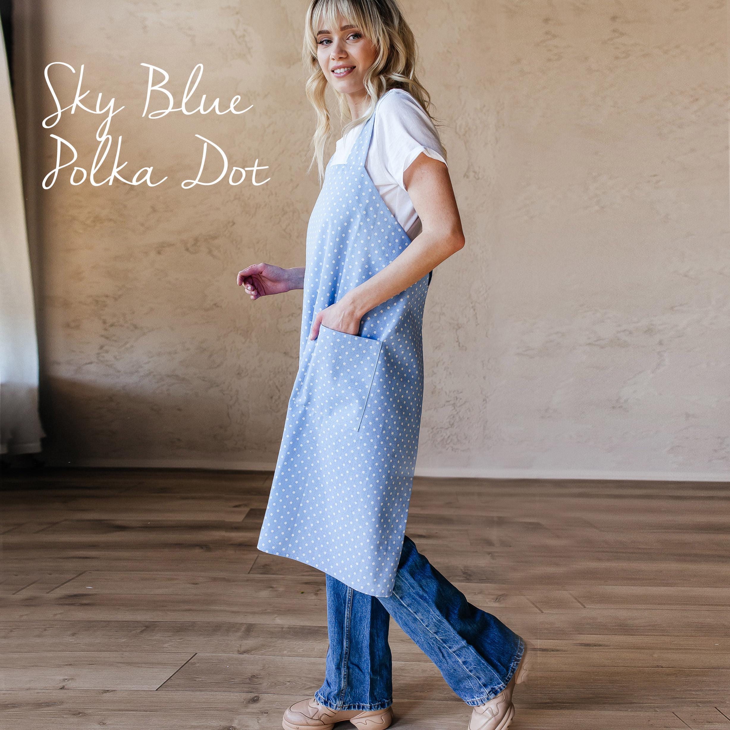 Printed Cotton Pinafore Apron | Duck Egg