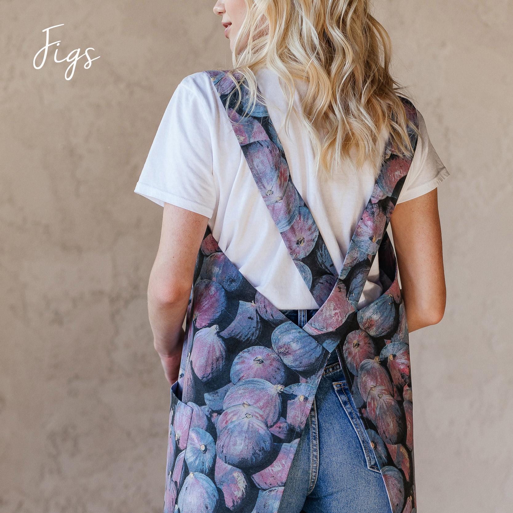 Printed Cotton Pinafore Apron | Herb Pots