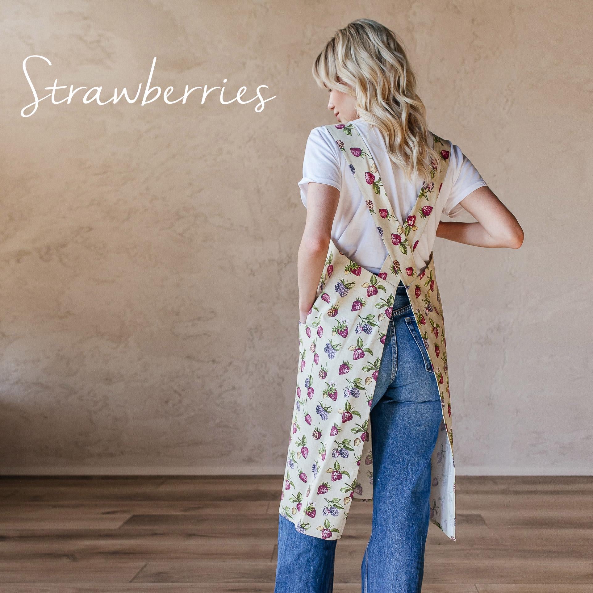 Printed Cotton Pinafore Apron | Herb Pots