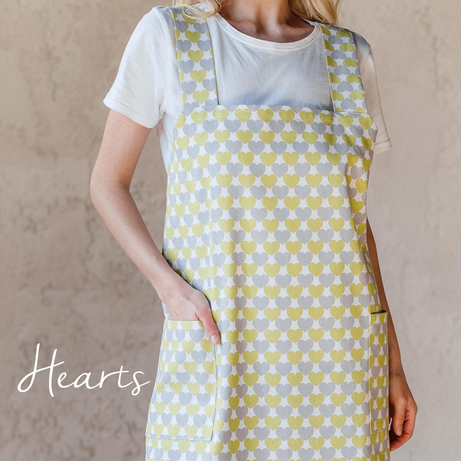 Printed Cotton Pinafore Apron | Duck Egg