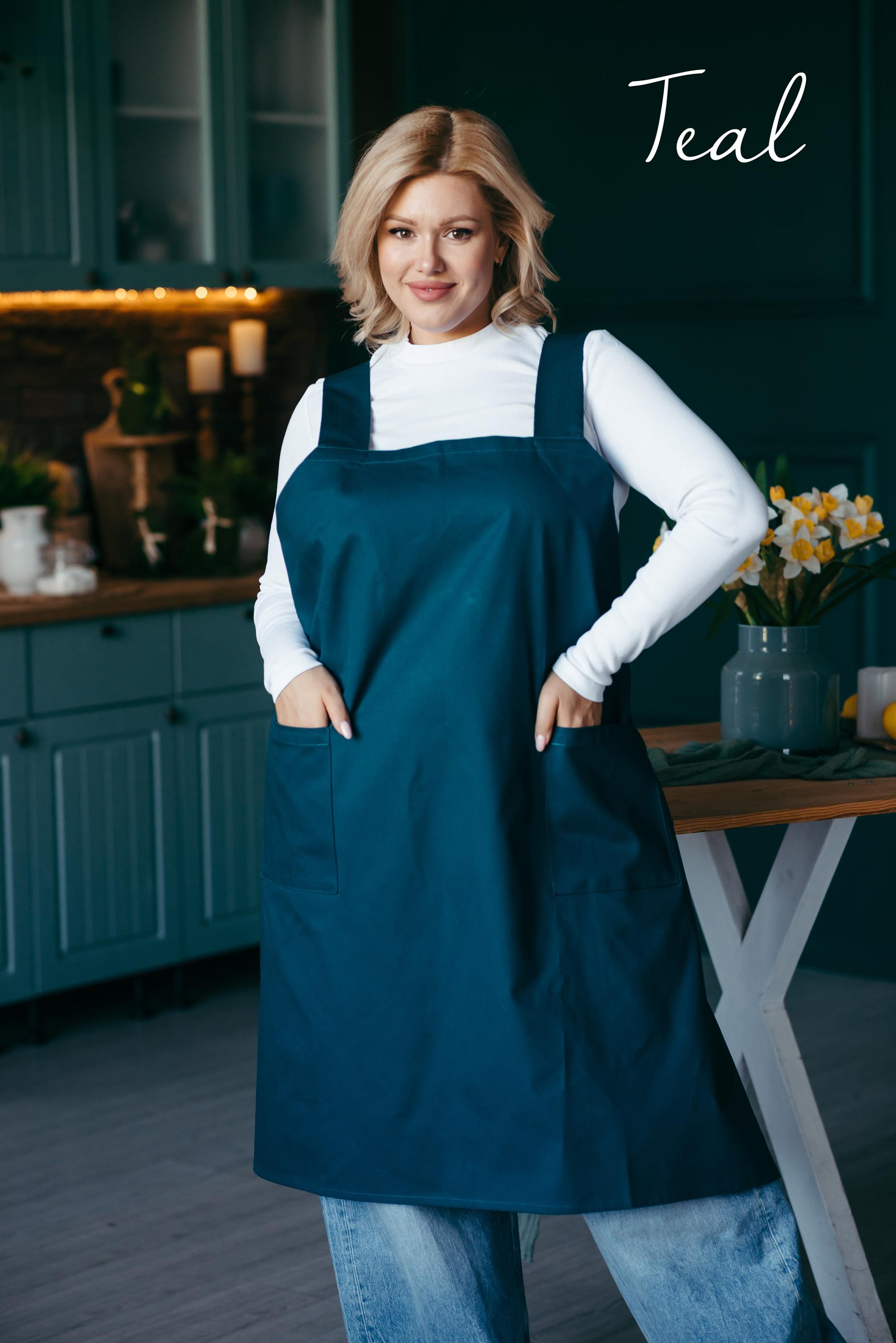 Durable Cotton Canvas Pinafore Apron | Cornflower