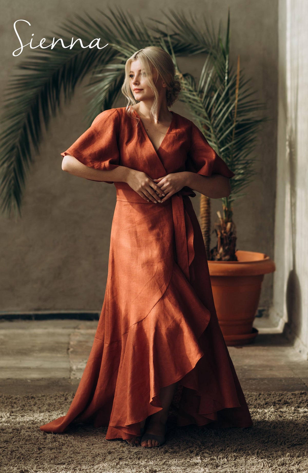 Linen Wrap Dress | Nordic Sky