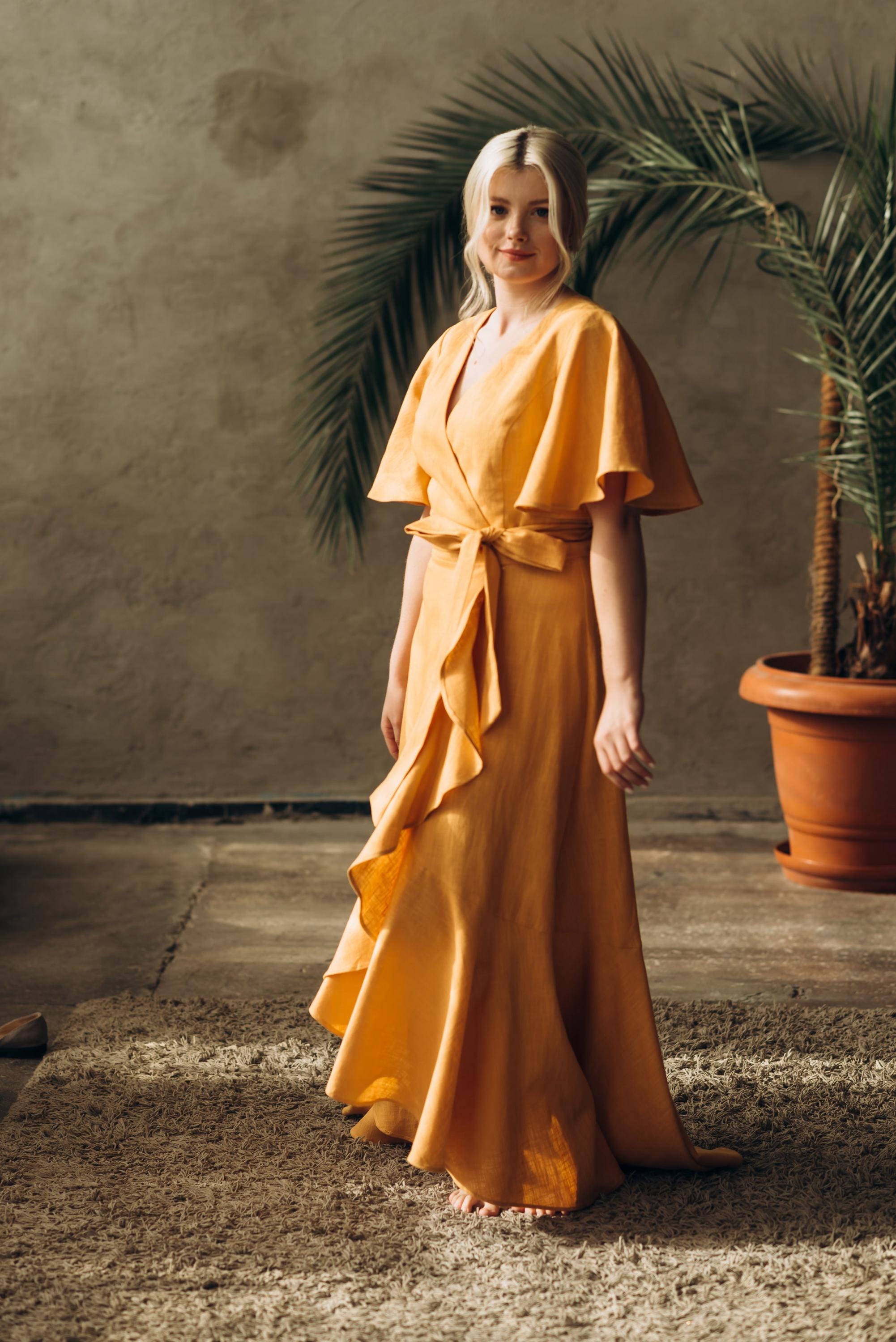 Linen Wrap Dress | Nordic Sky | Bridesmaid & Guest