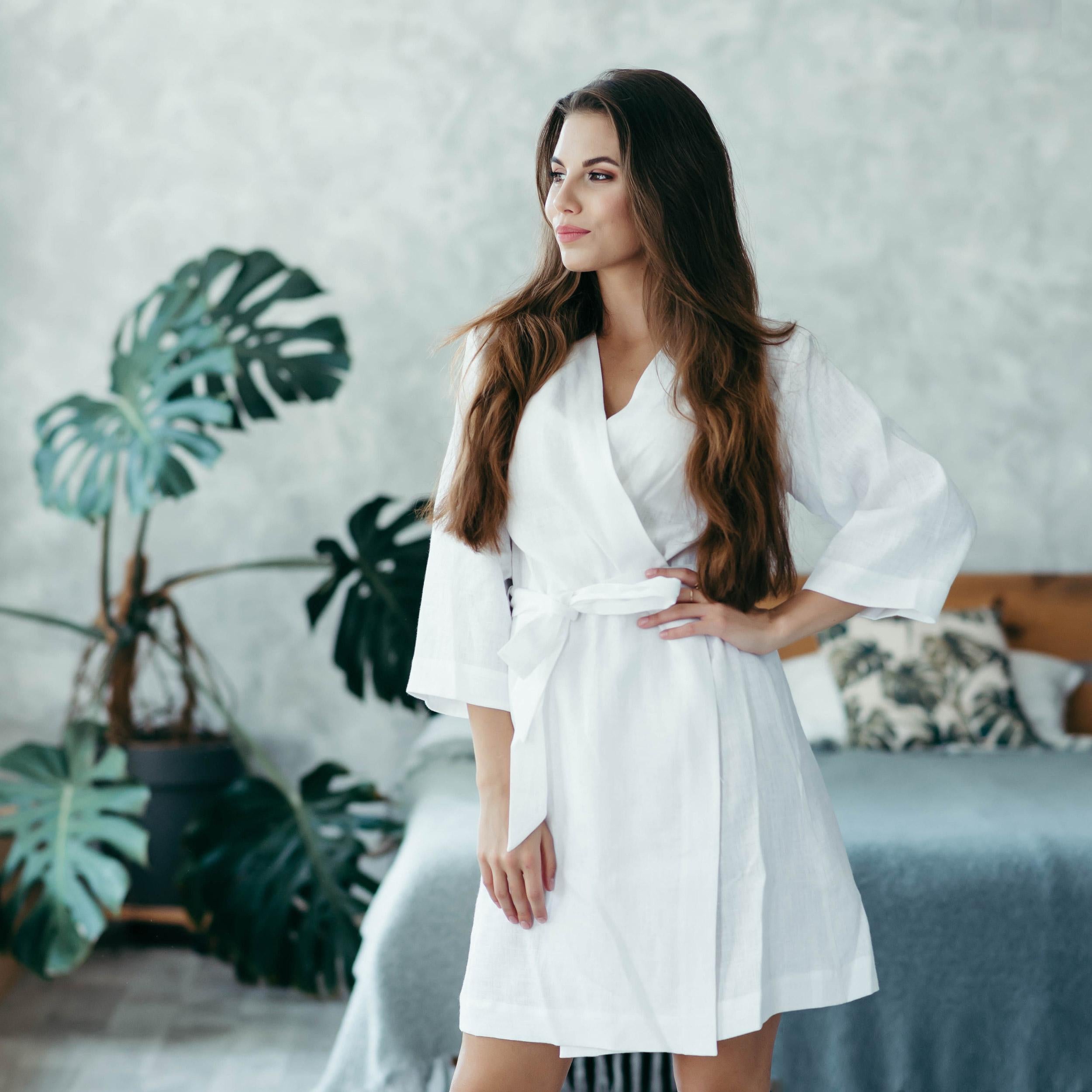 Linen Kimono Robe | Black