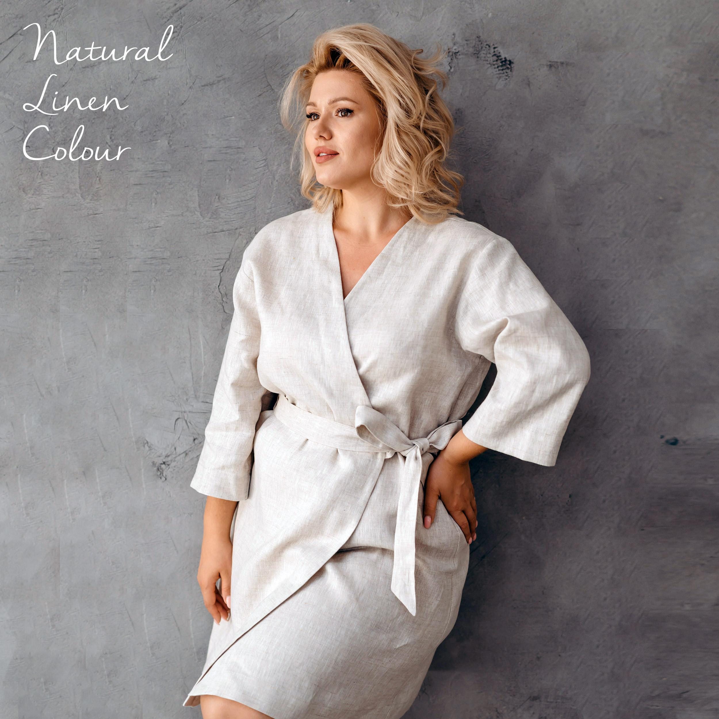 Short Kimono Robe | Natural Linen Colour