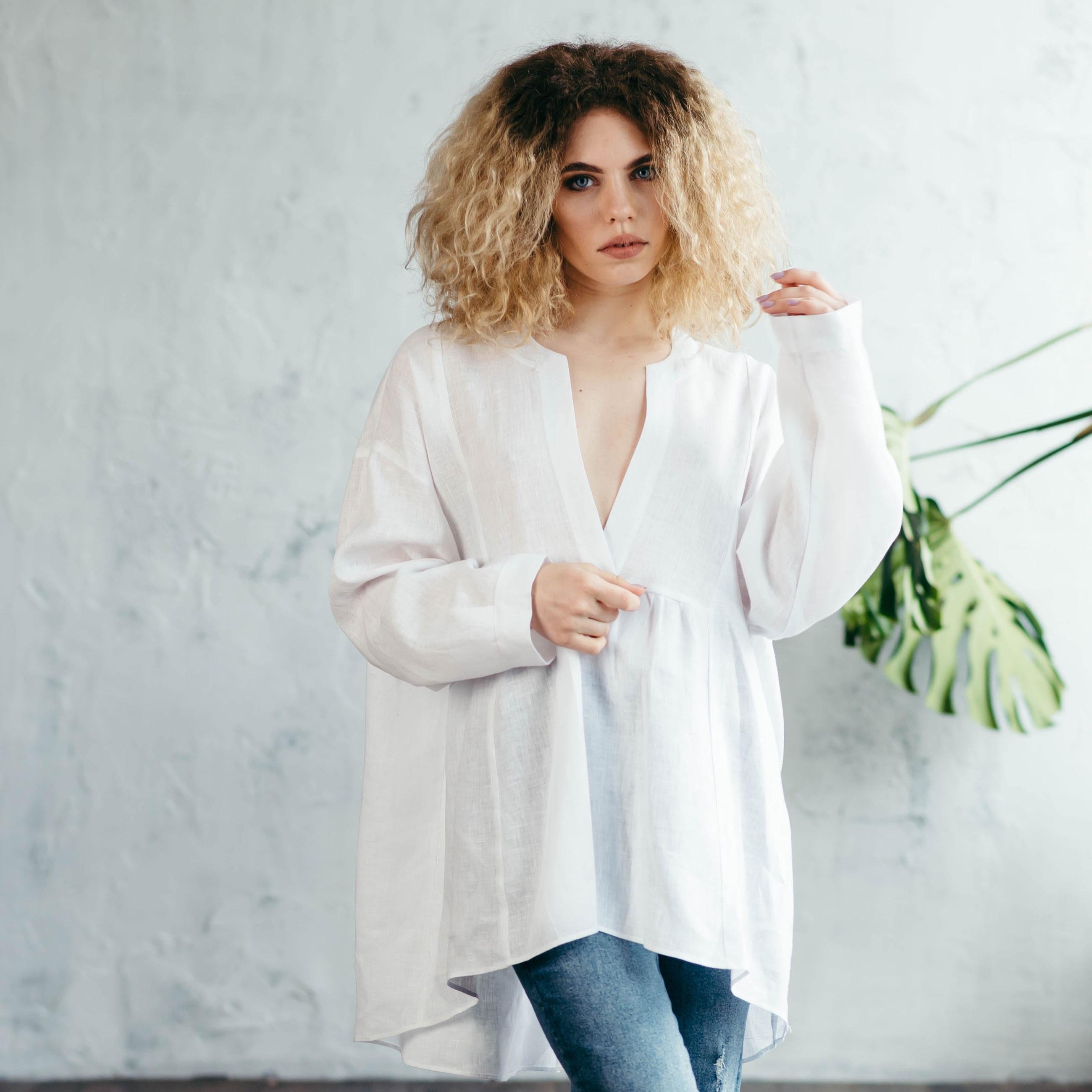 Blue Oversized Linen Shirt