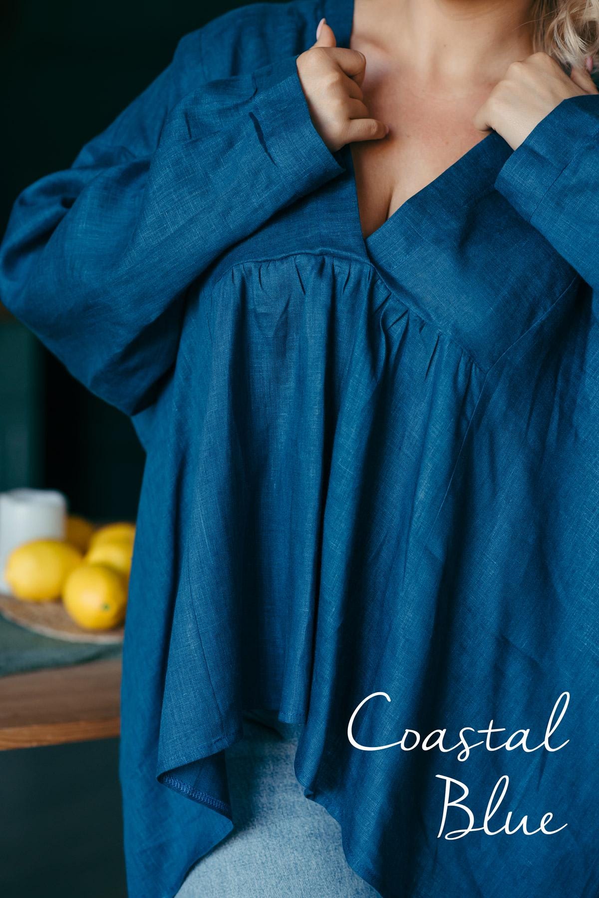 Blue Oversized Linen Shirt