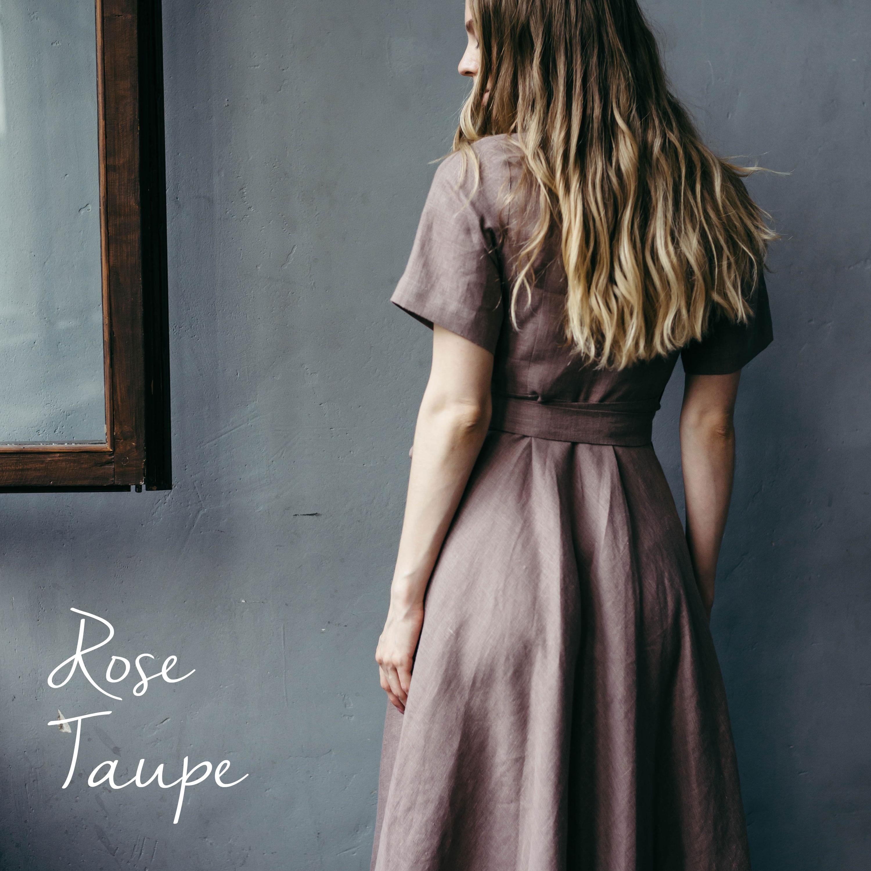 Natural Linen Wrap Dress | Navy