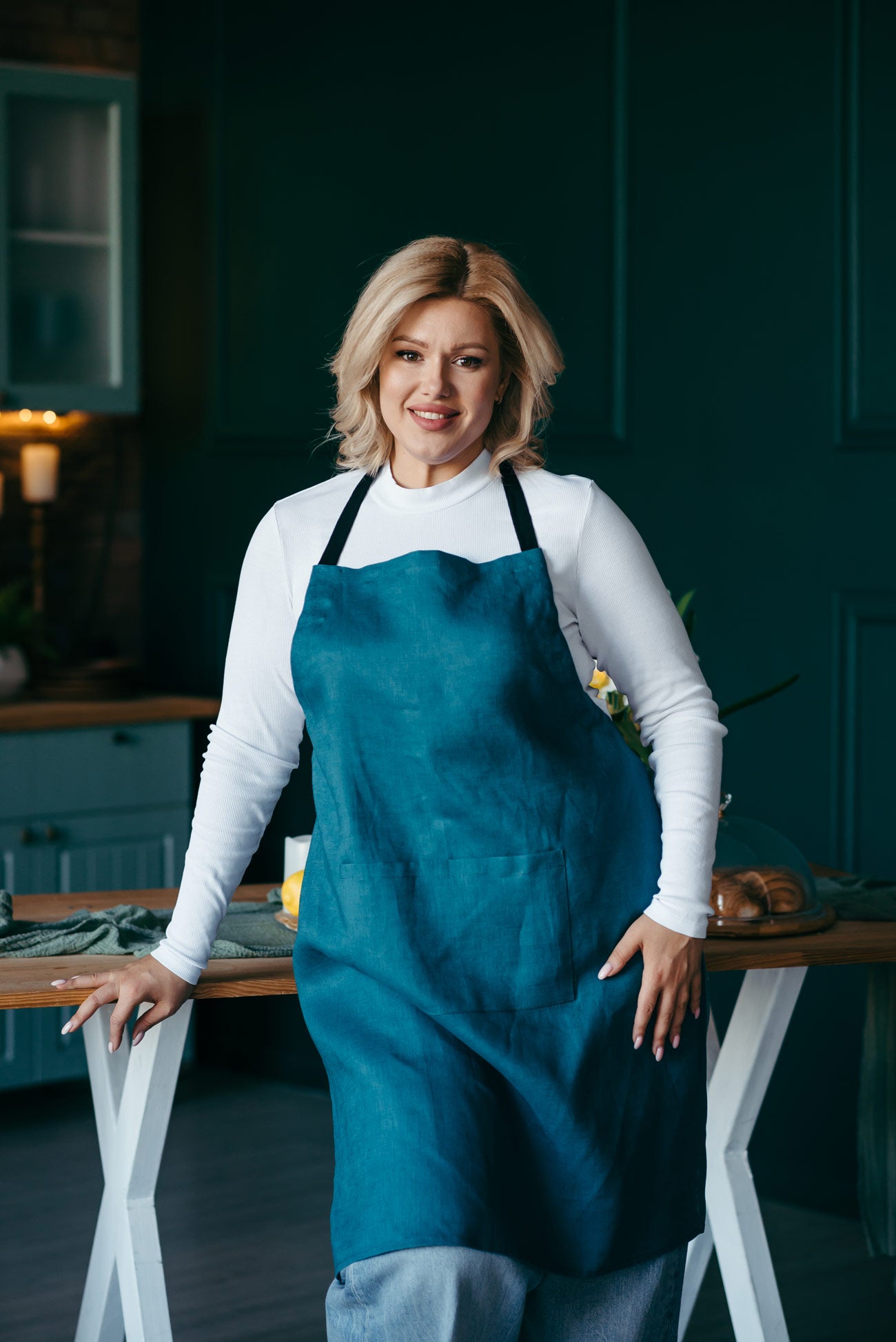 Minimalist Unisex Linen Aprons with Pockets
