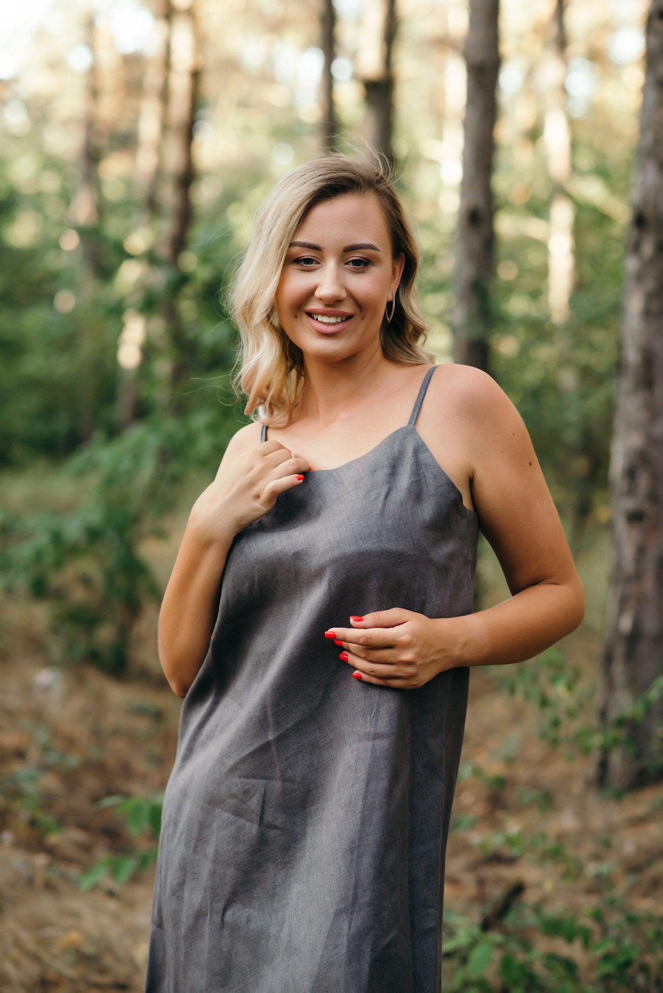 Linen Midi Slip Dress