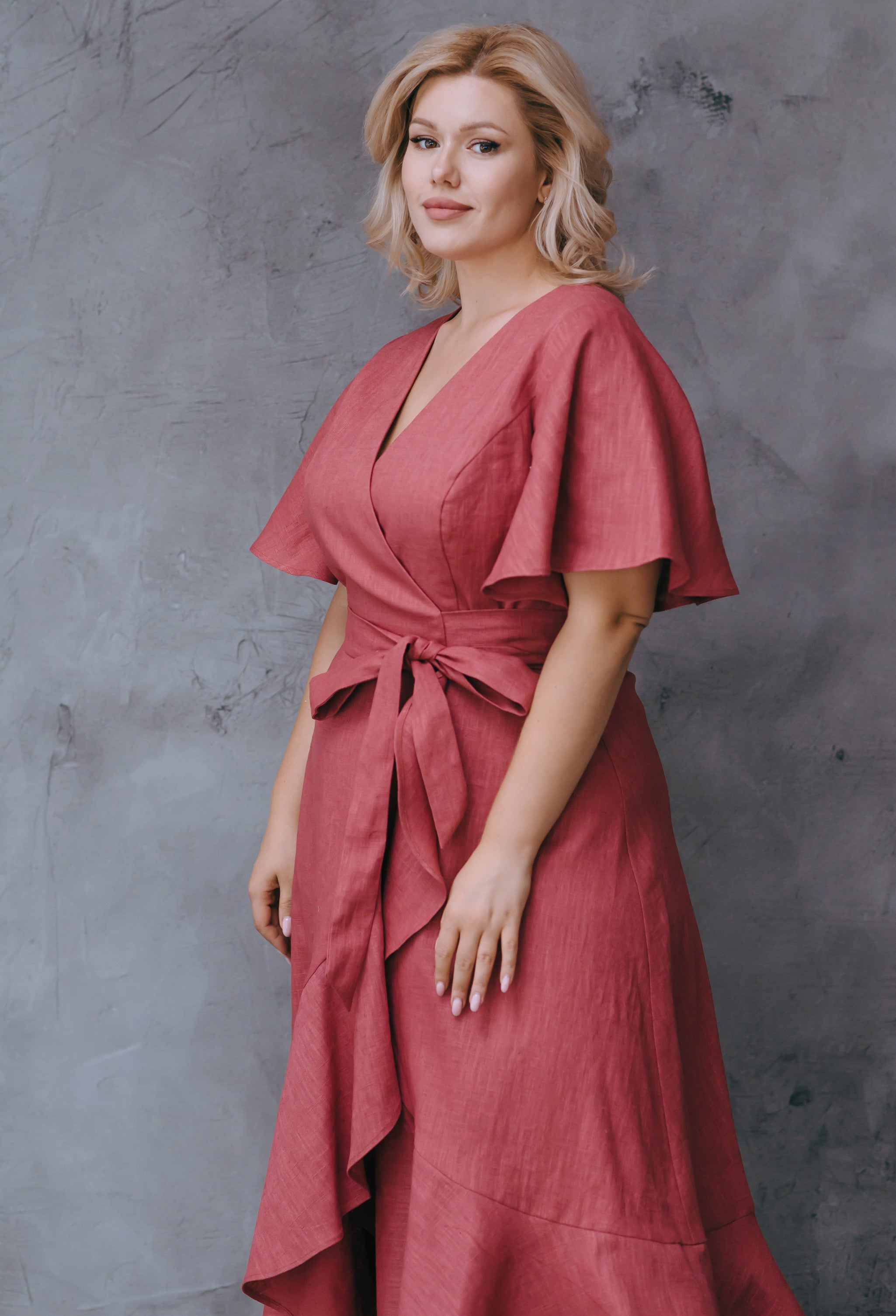 Linen Wrap Dress | Ochre | Bridesmaid Dress
