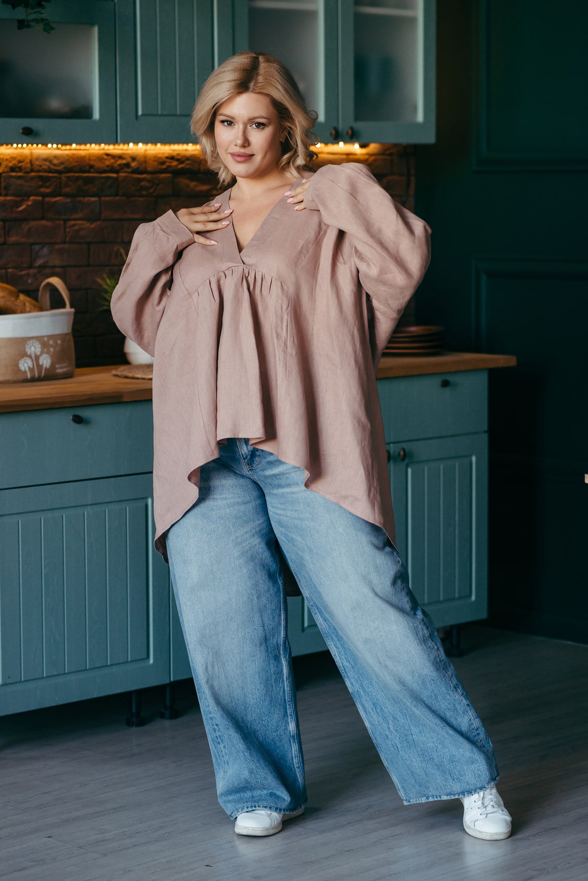 Blue Oversized Linen Shirt