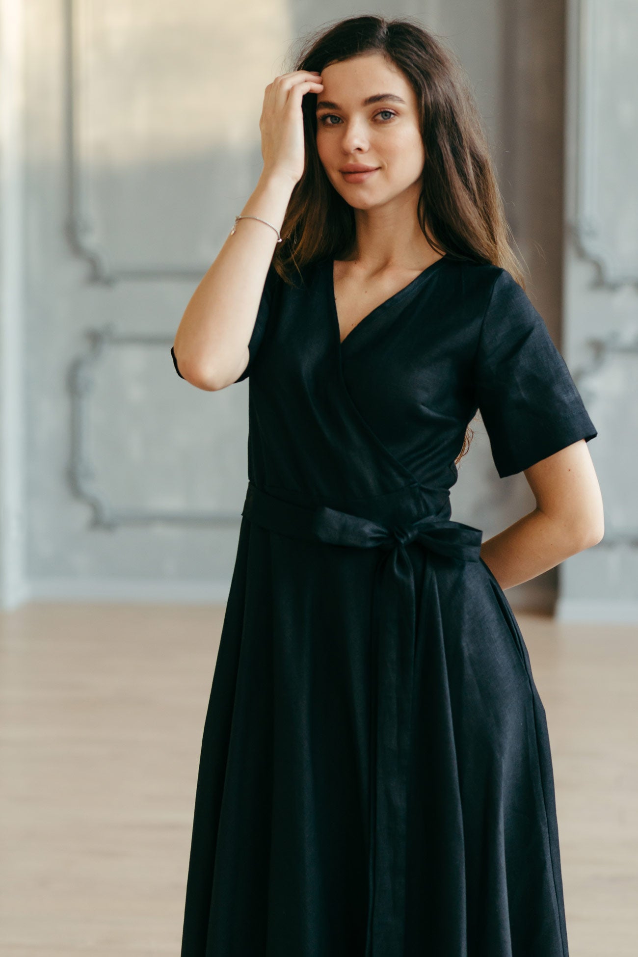 Midi Linen Wrap Dress | Made-to-Order Colours