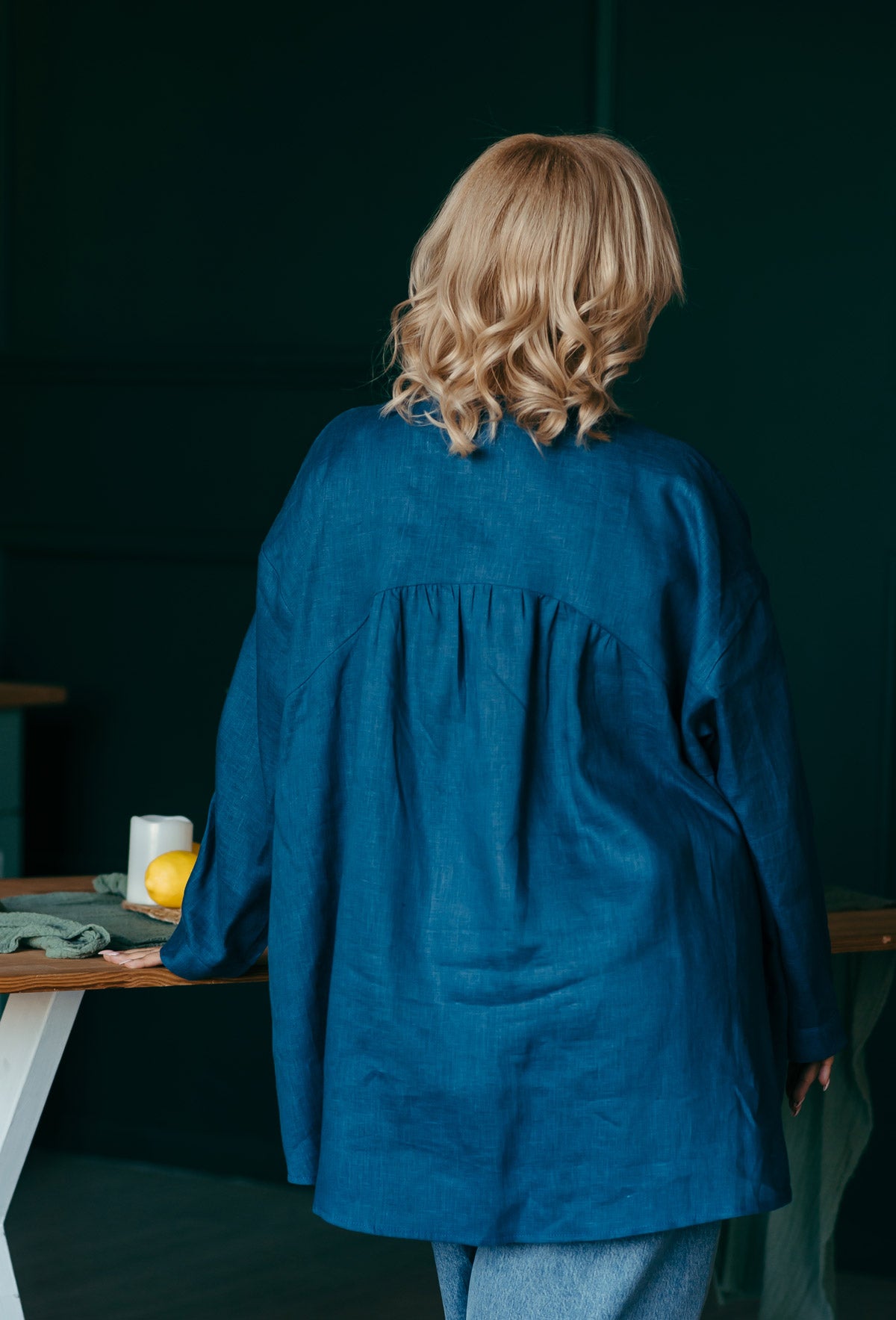 Blue Oversized Linen Shirt