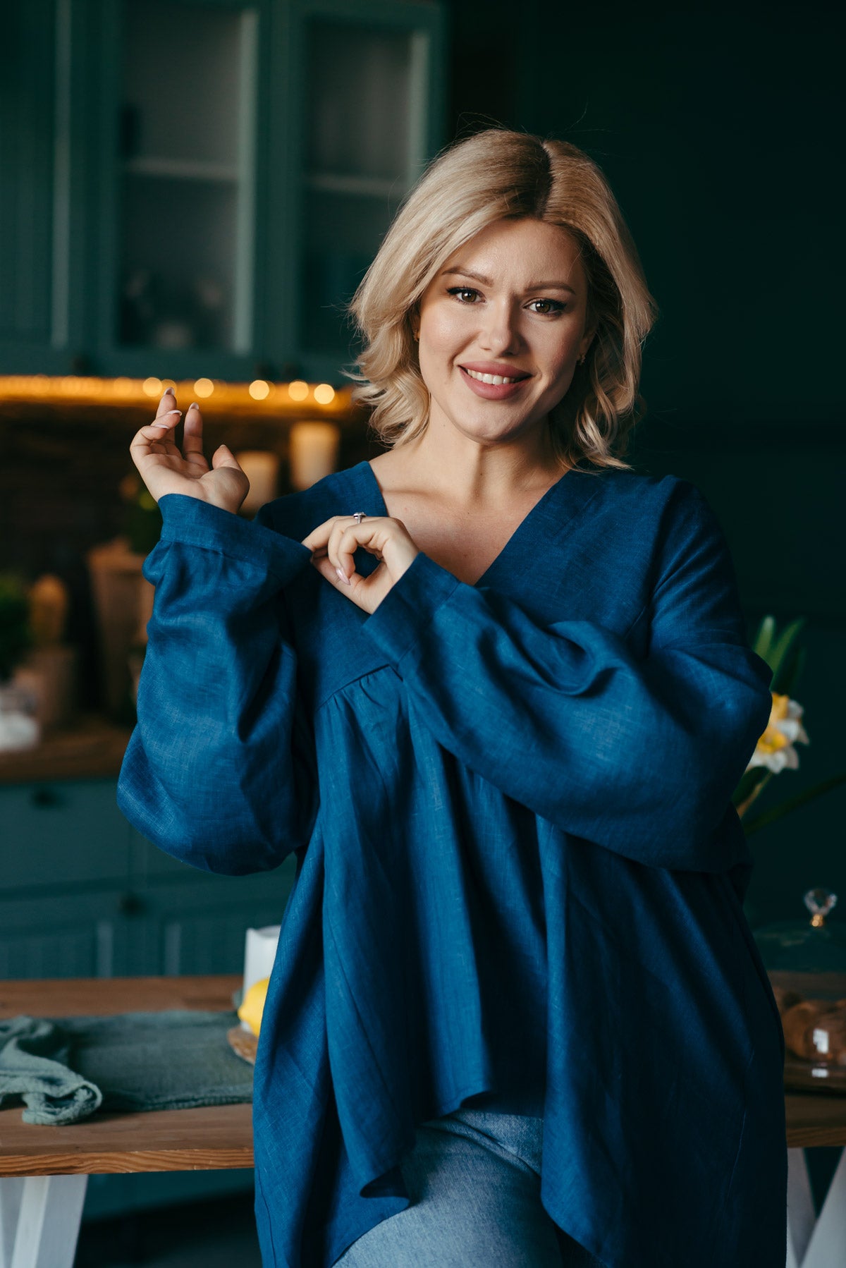 Blue Oversized Linen Shirt
