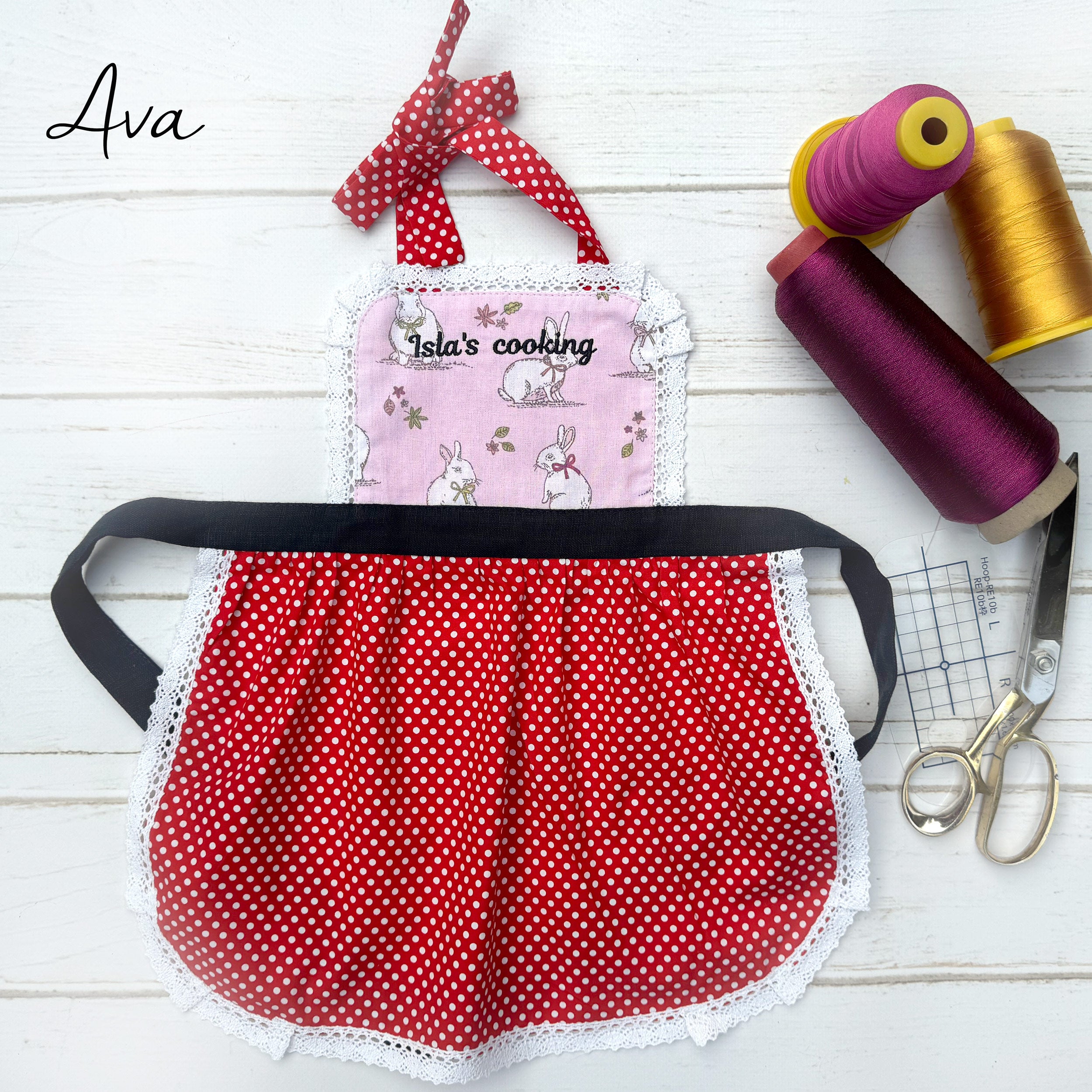 Kids’ Personalised Aprons | Reds Prints, Polka Dots and Florals
