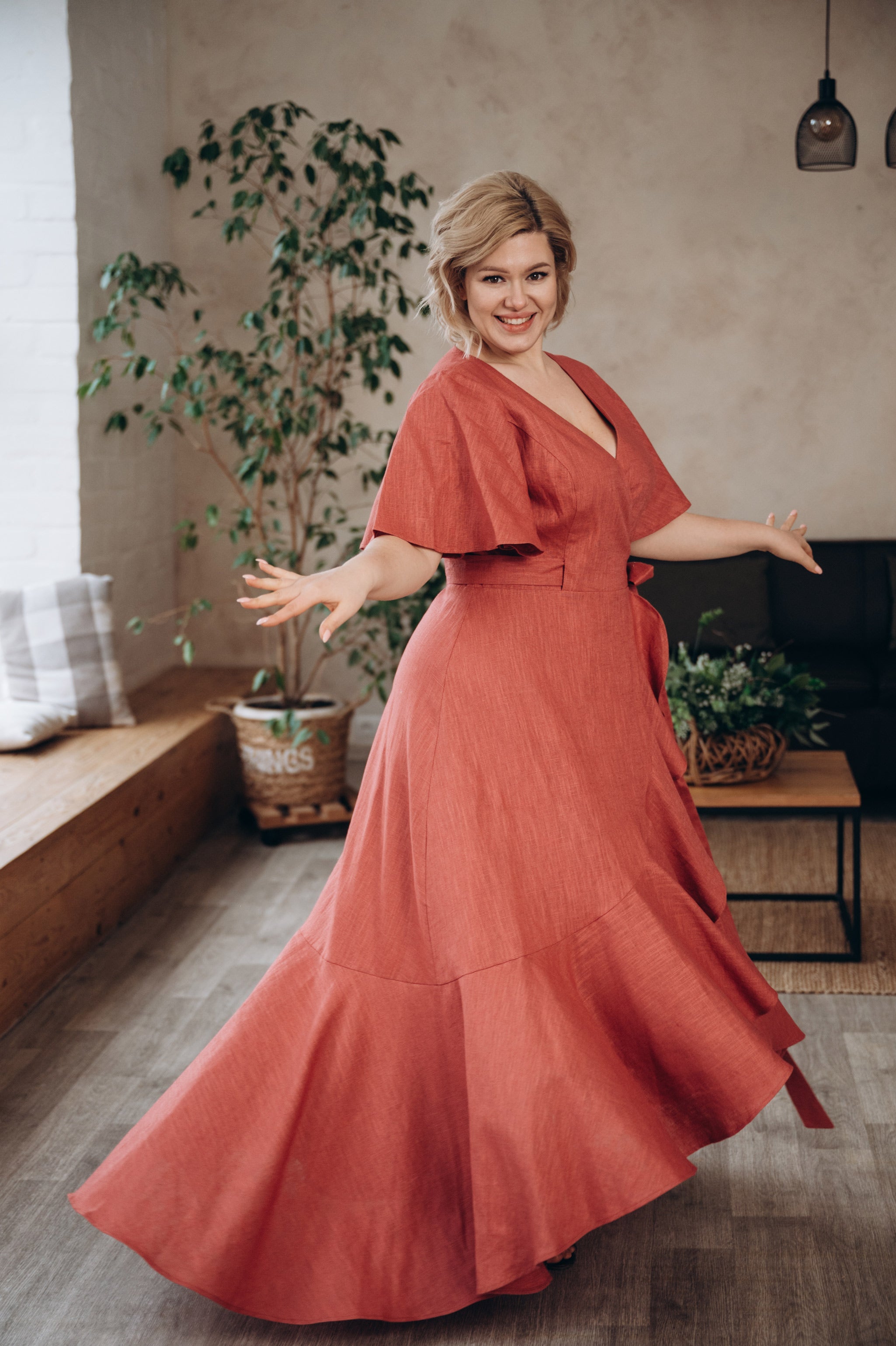 Linen Wrap Dress | Nordic Sky | Bridesmaid & Guest