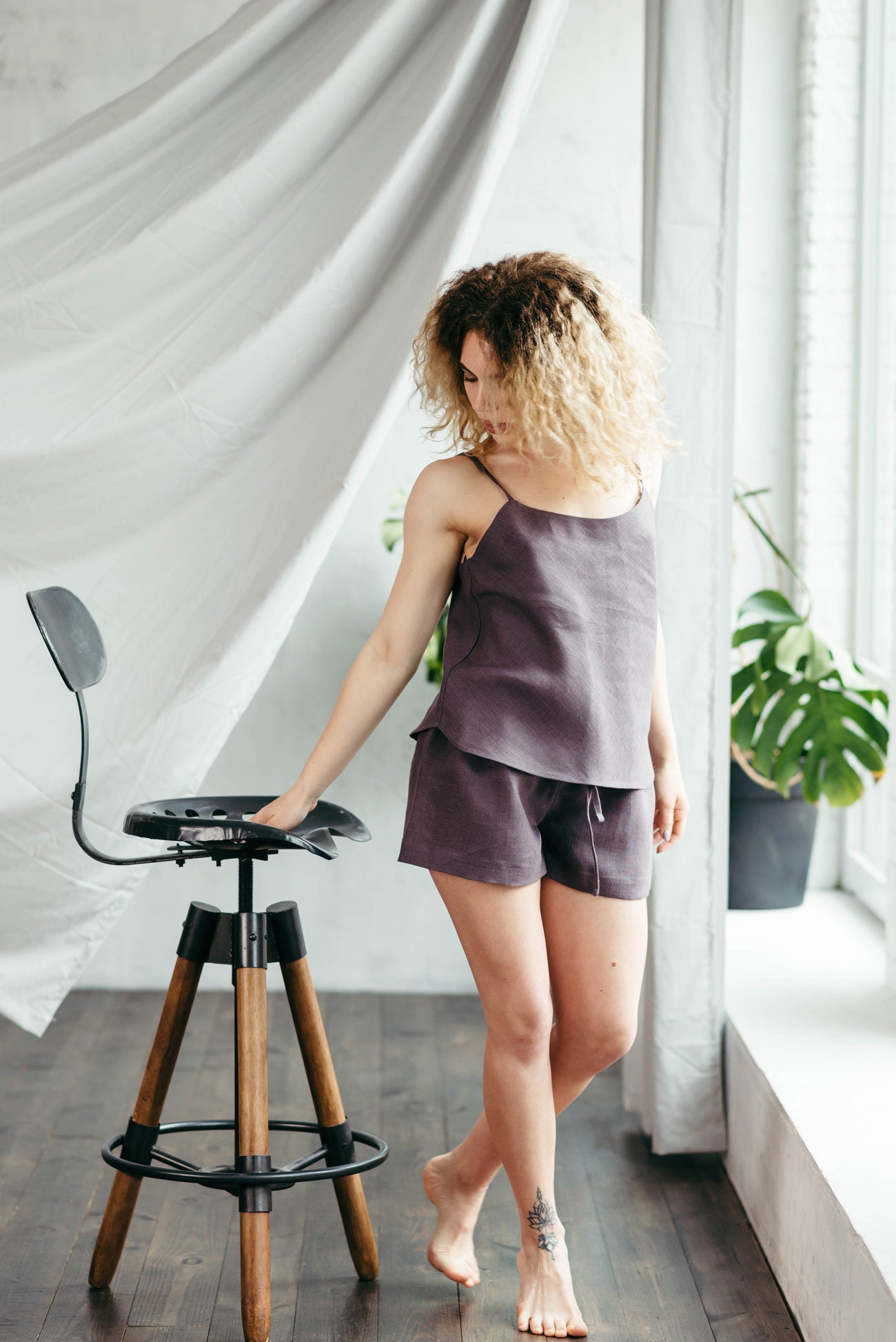 Linen Pyjama Shorts Set