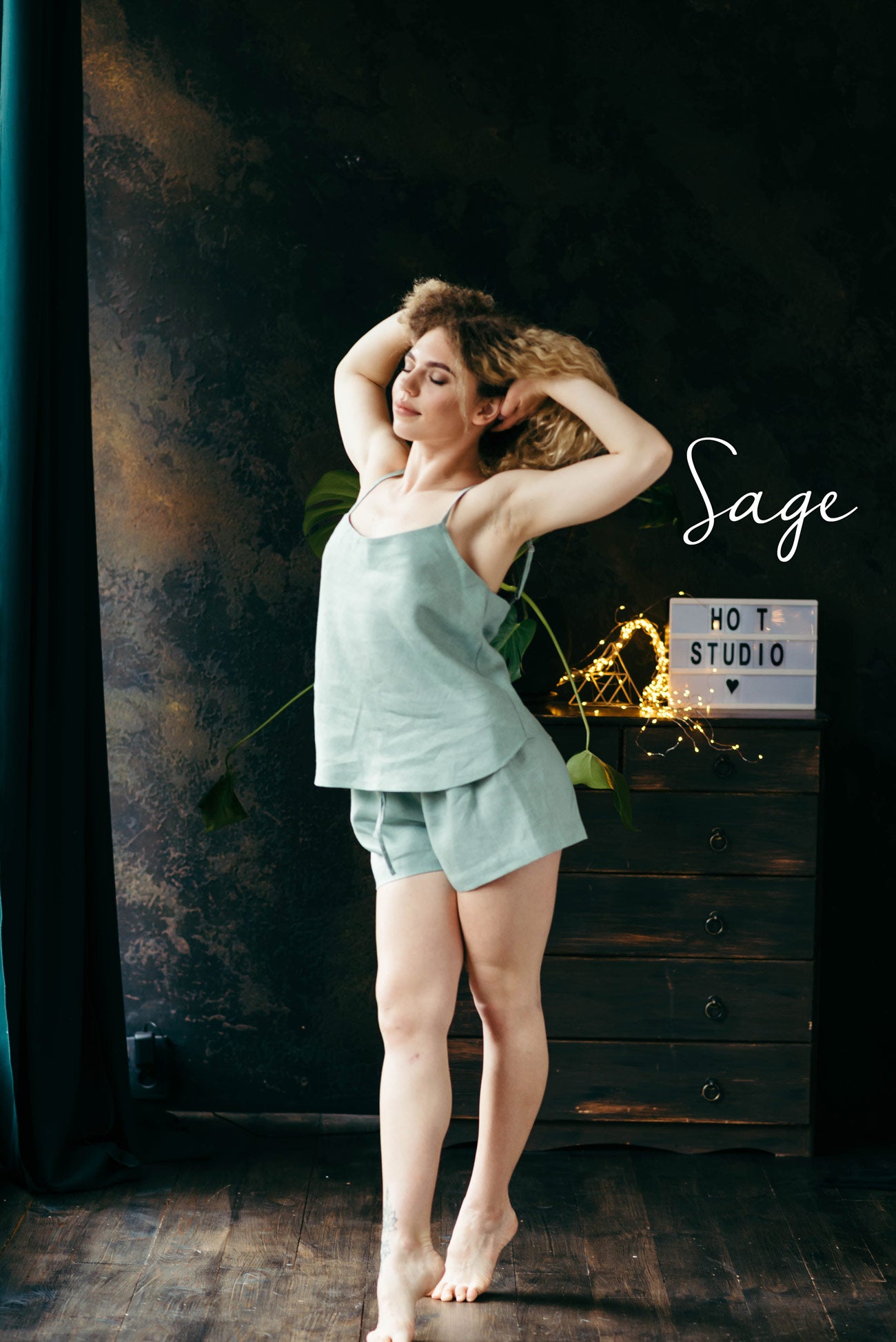 Linen Pyjama Shorts Set