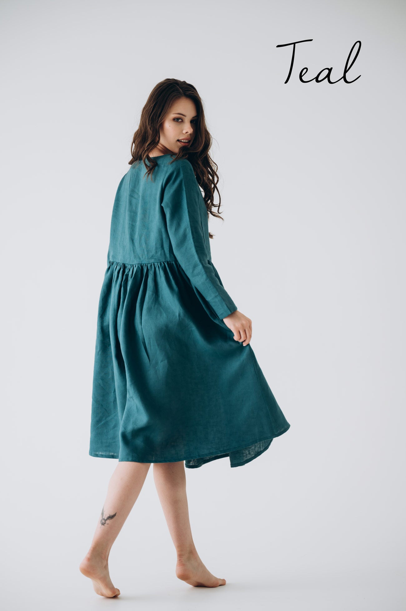 Relaxed Linen Smock Dress