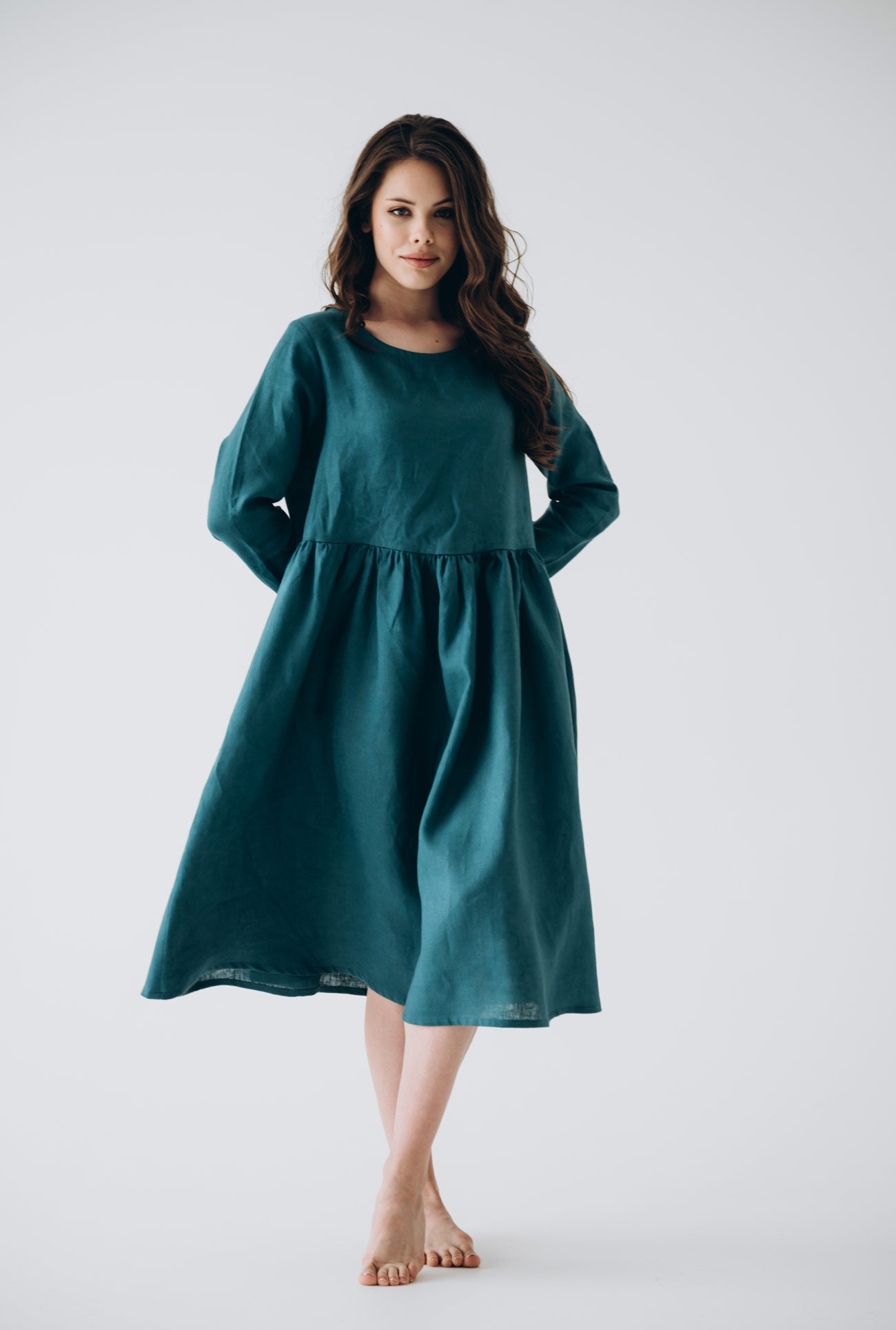 Relaxed Linen Smock Dress