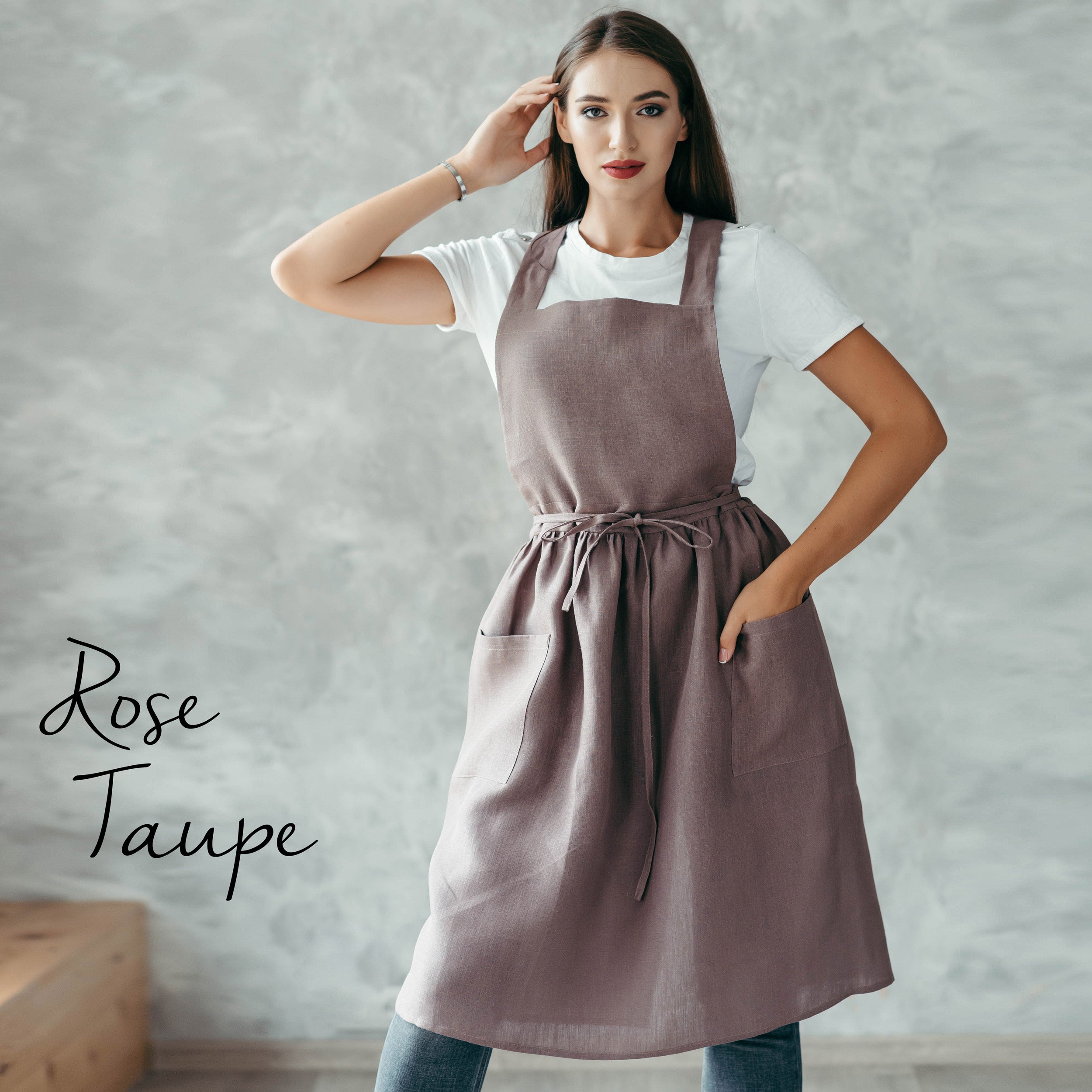 Cross-Back Linen Apron for Women