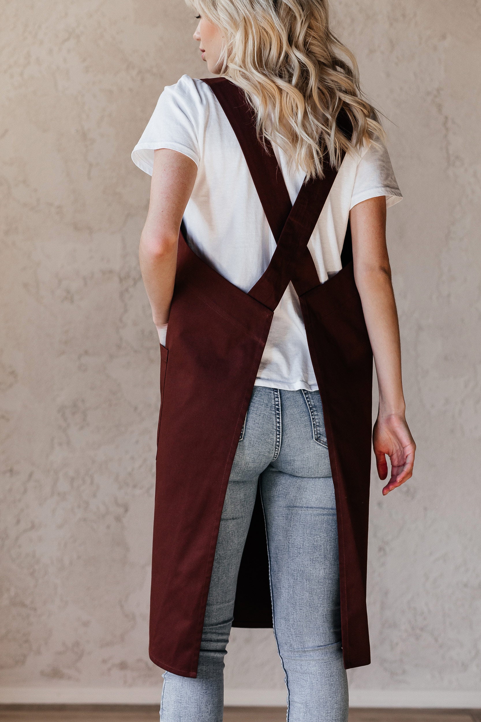 Crossover Cotton Pinafore Apron | Khaki