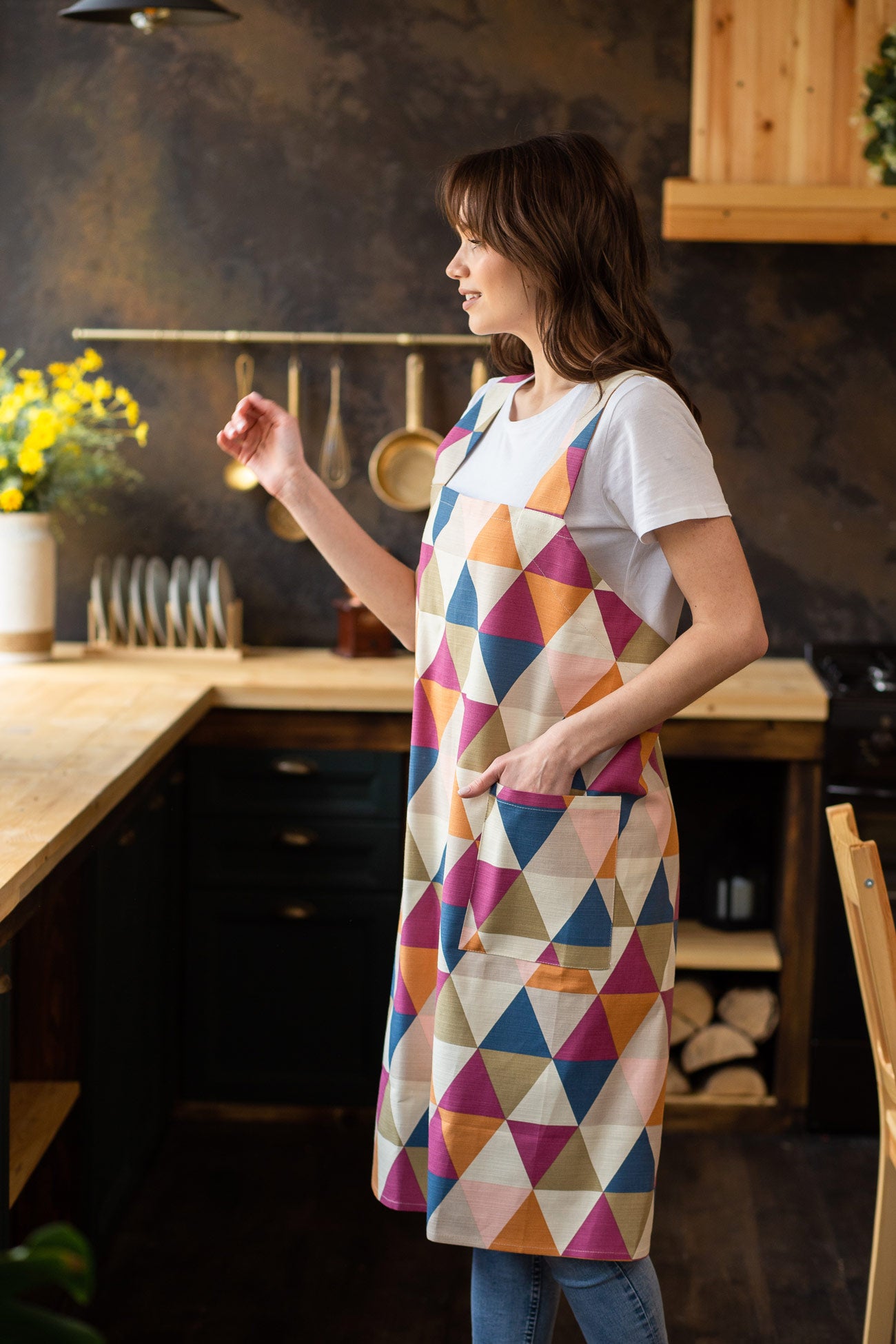 Printed Cotton Pinafore Apron | Scandi