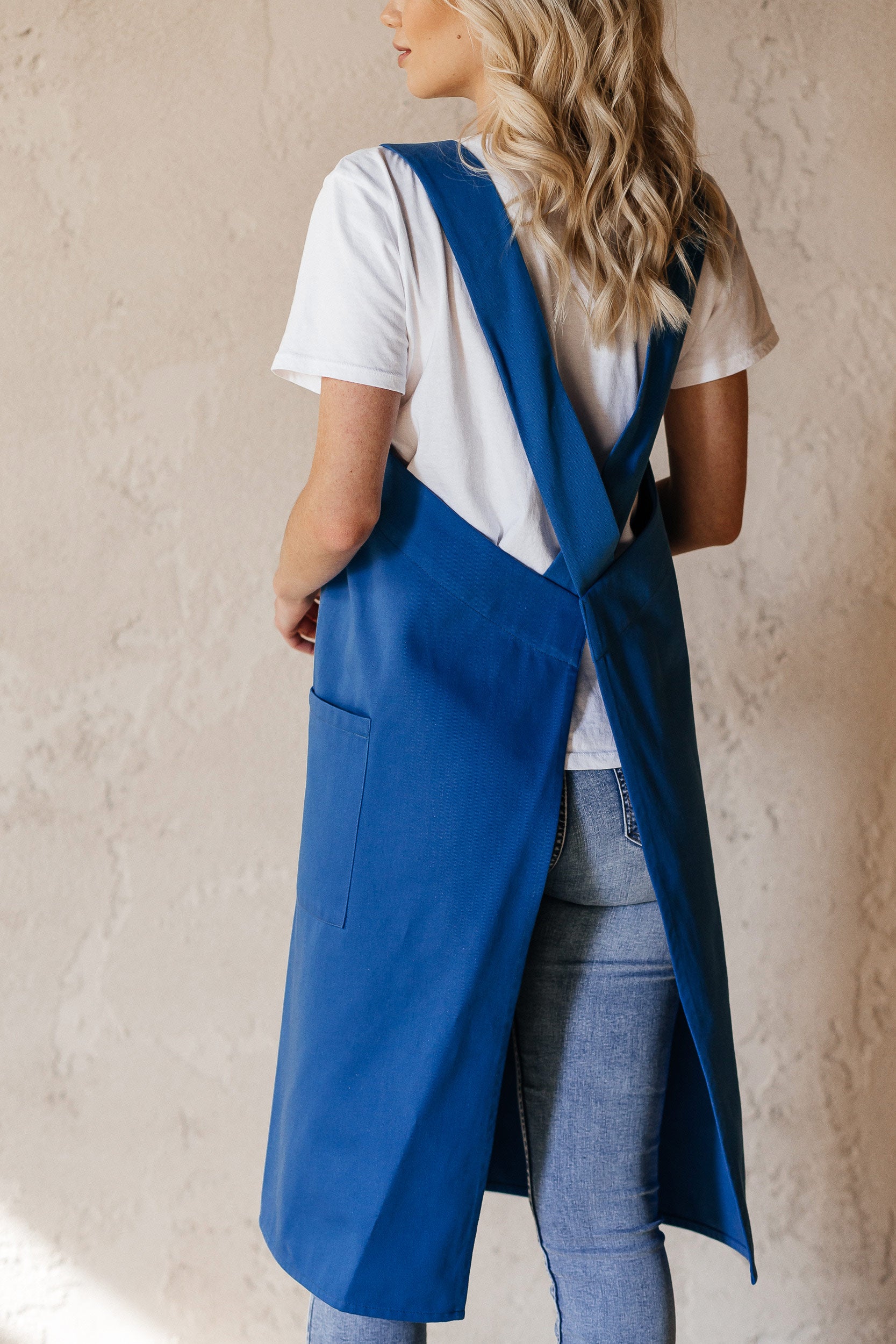 Durable Cotton Canvas Pinafore Apron | Cornflower