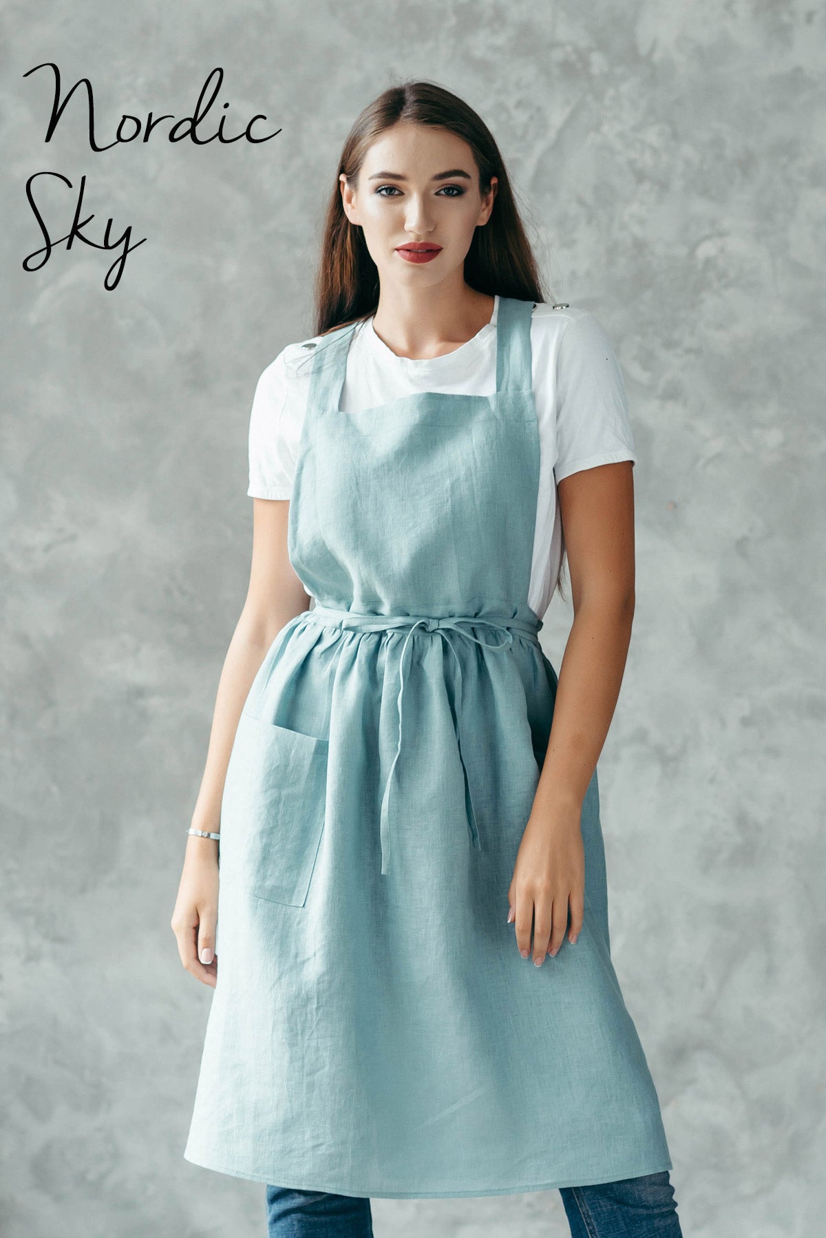 Cross-Back Linen Apron for Women