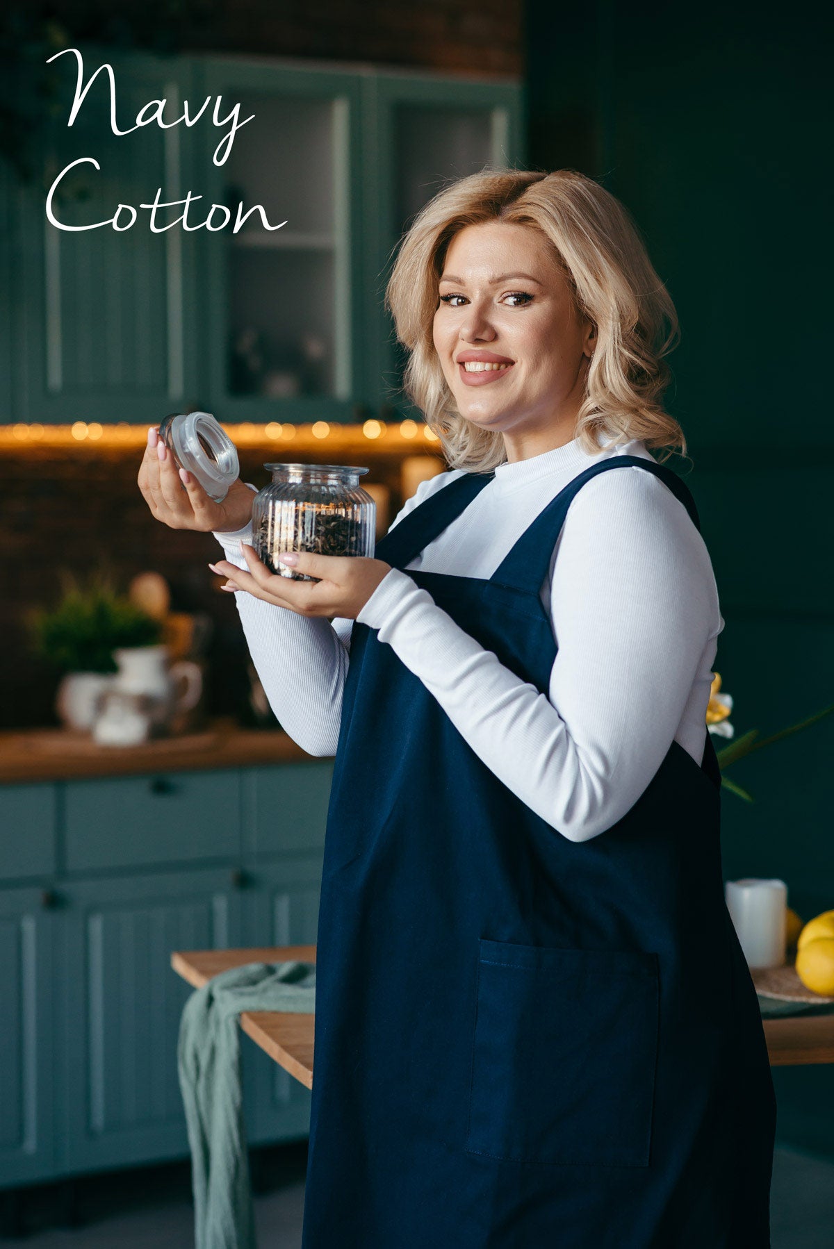 Cotton Pinafore Apron for Artist | Teal