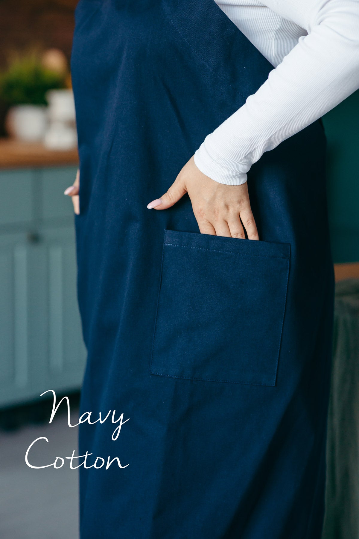 Cotton Pinafore Apron for Artist | Teal