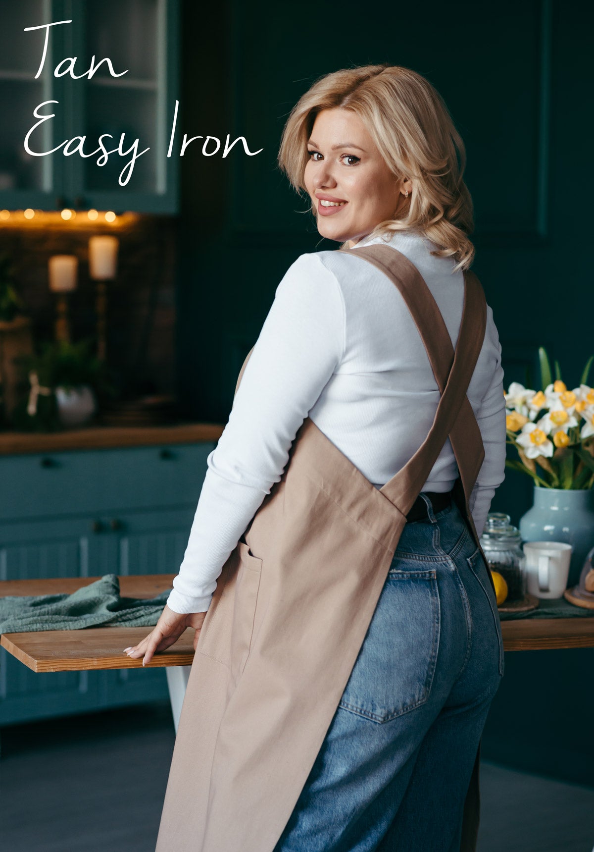 Crossover Cotton Pinafore Apron | Khaki