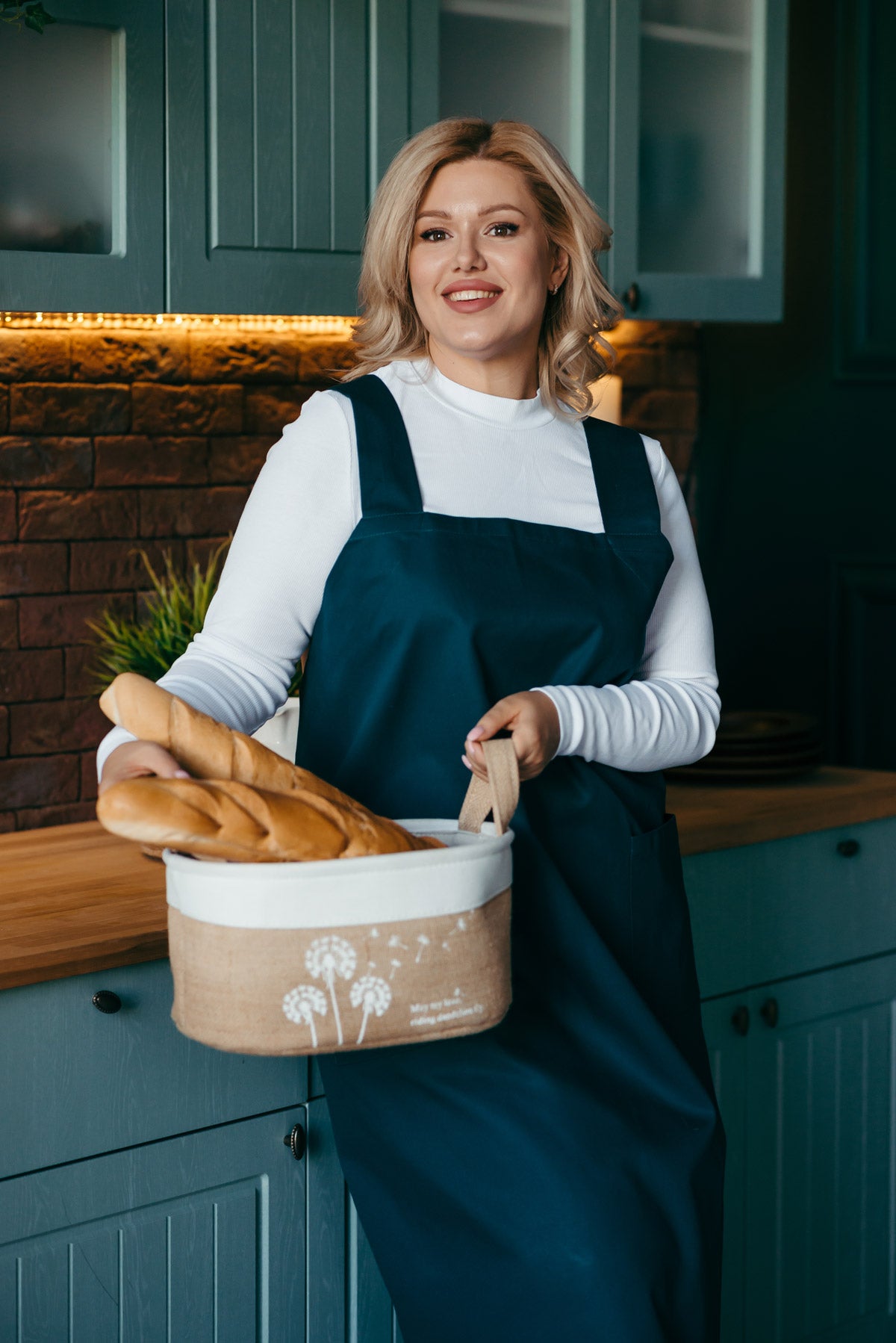 Cotton Pinafore Apron for Artist | Teal