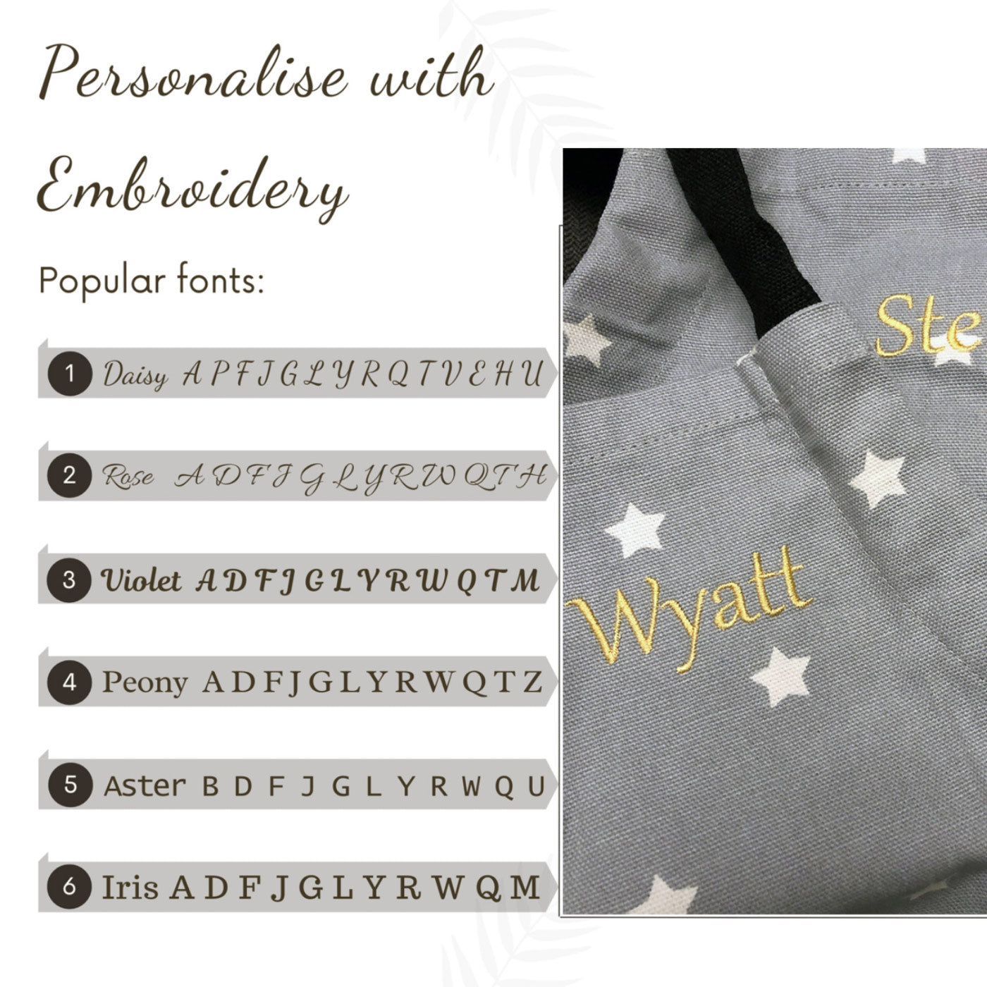 Personalise with Embroidery | Add Text or Monogram