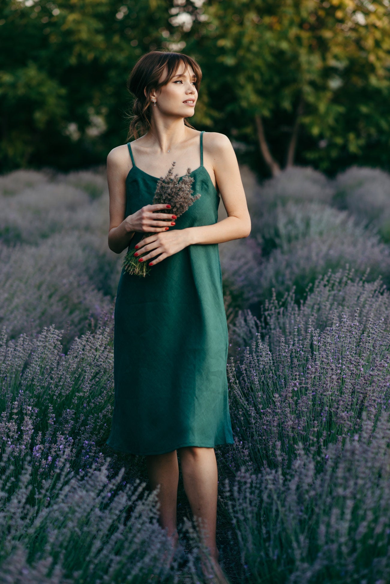 Linen Midi Slip Dress