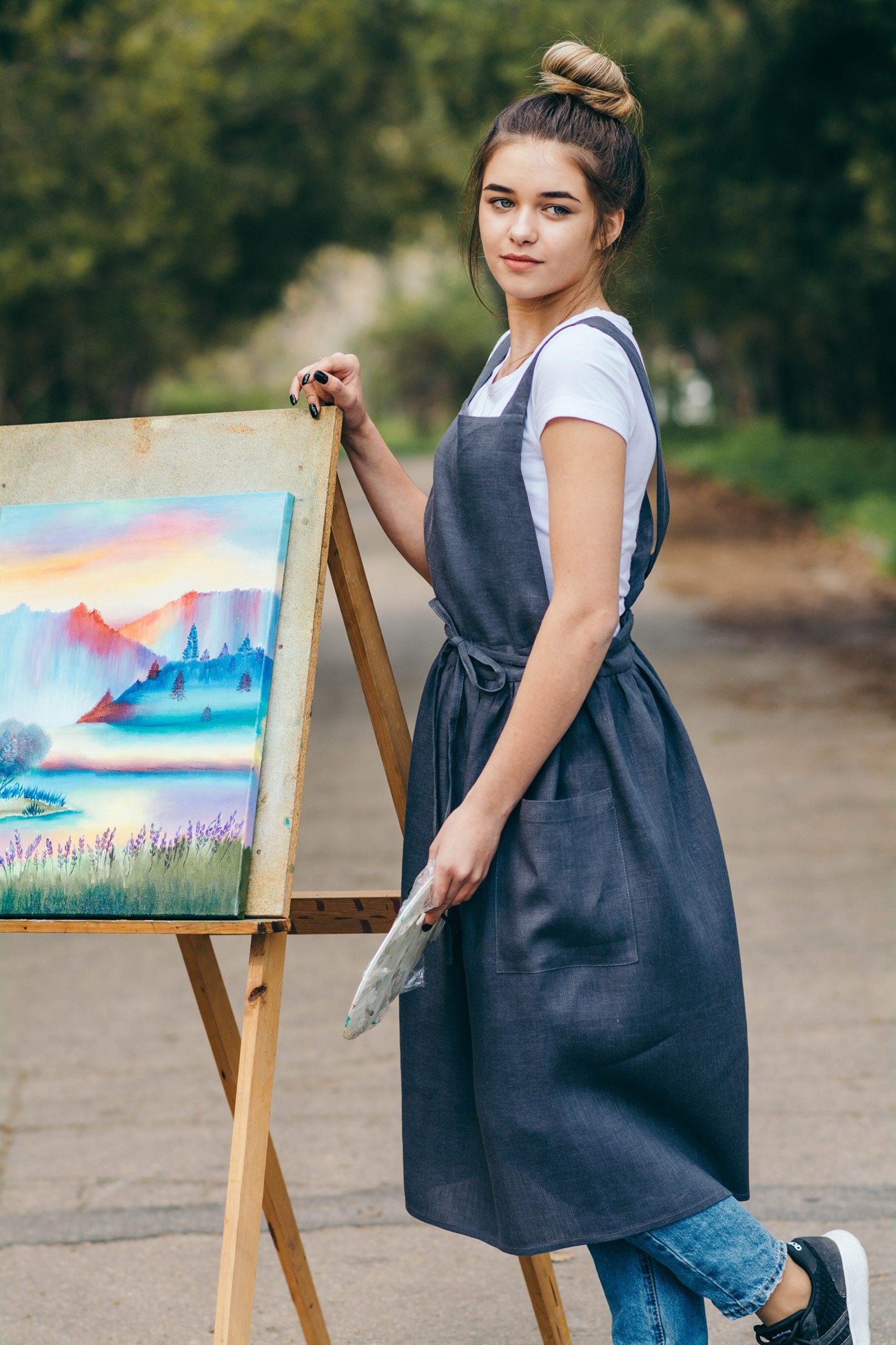 Linen Studio Apron | Artist’s Cross-Back Smock