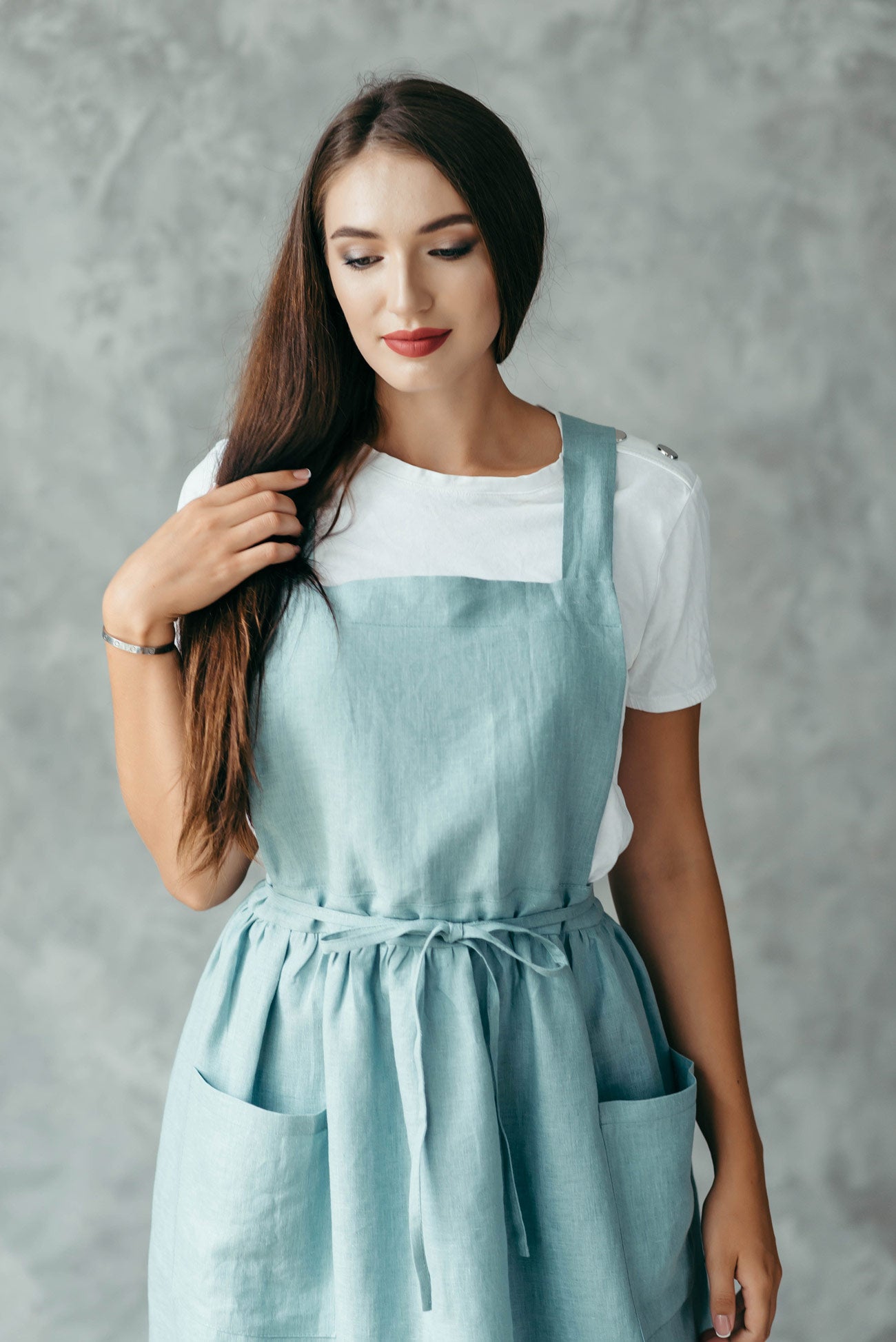 Cross-Back Linen Apron for Women