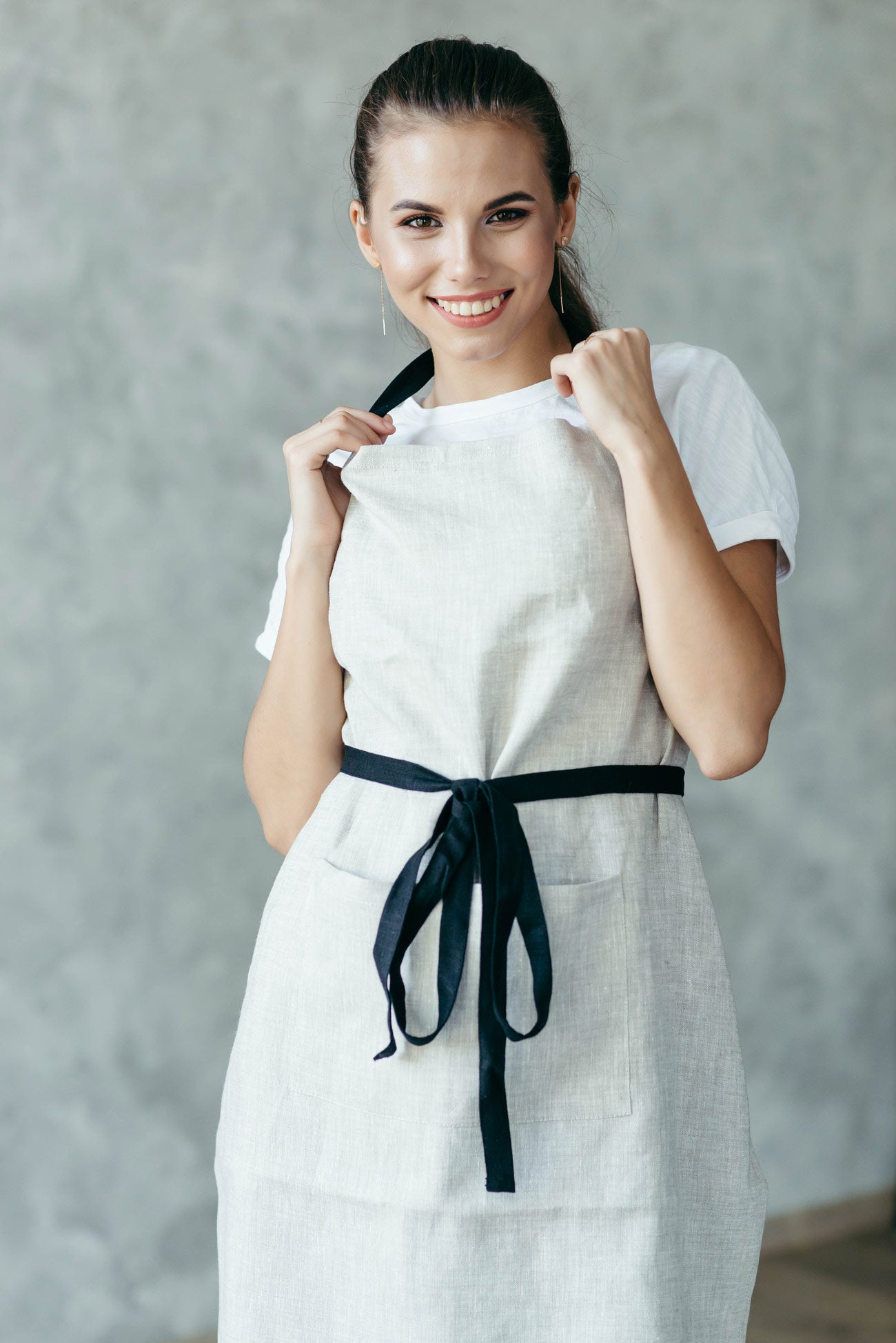 Natural Linen Kitchen Apron