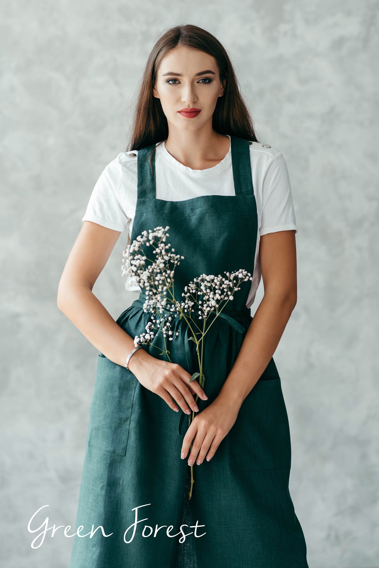 Cross-Back Linen Apron for Women
