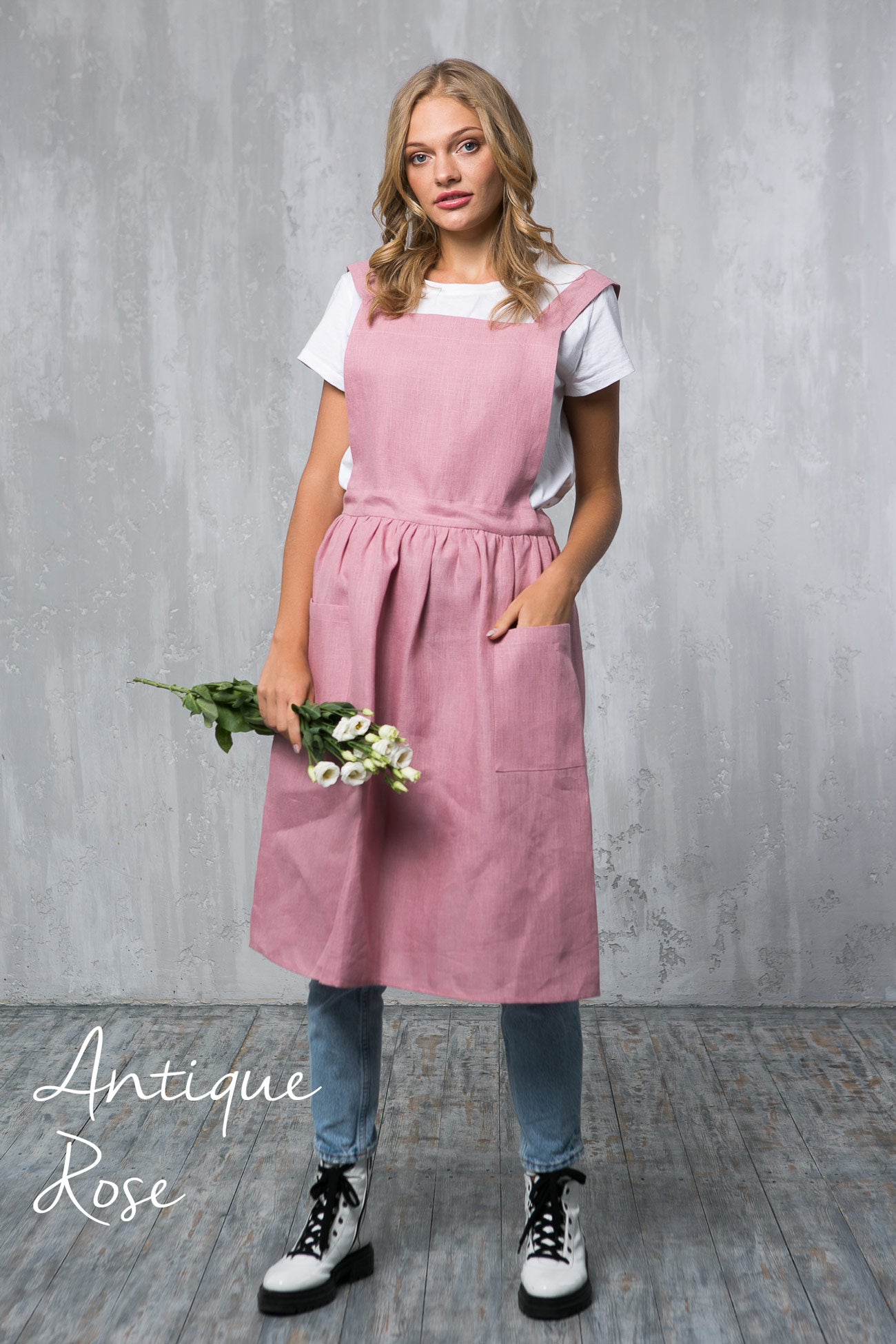 Cross-Back Linen Apron for Women