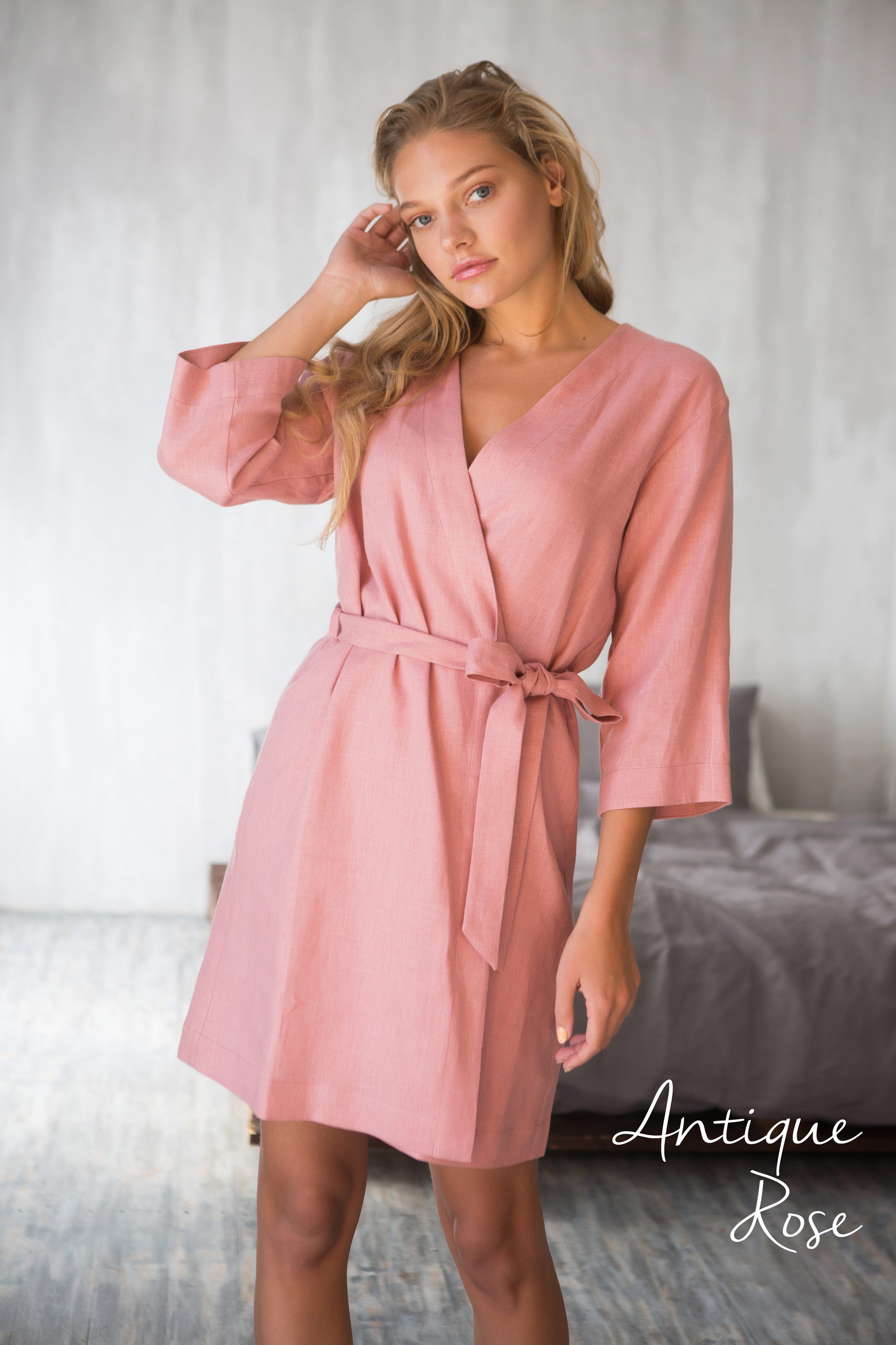 Linen Kimono Robe | Black